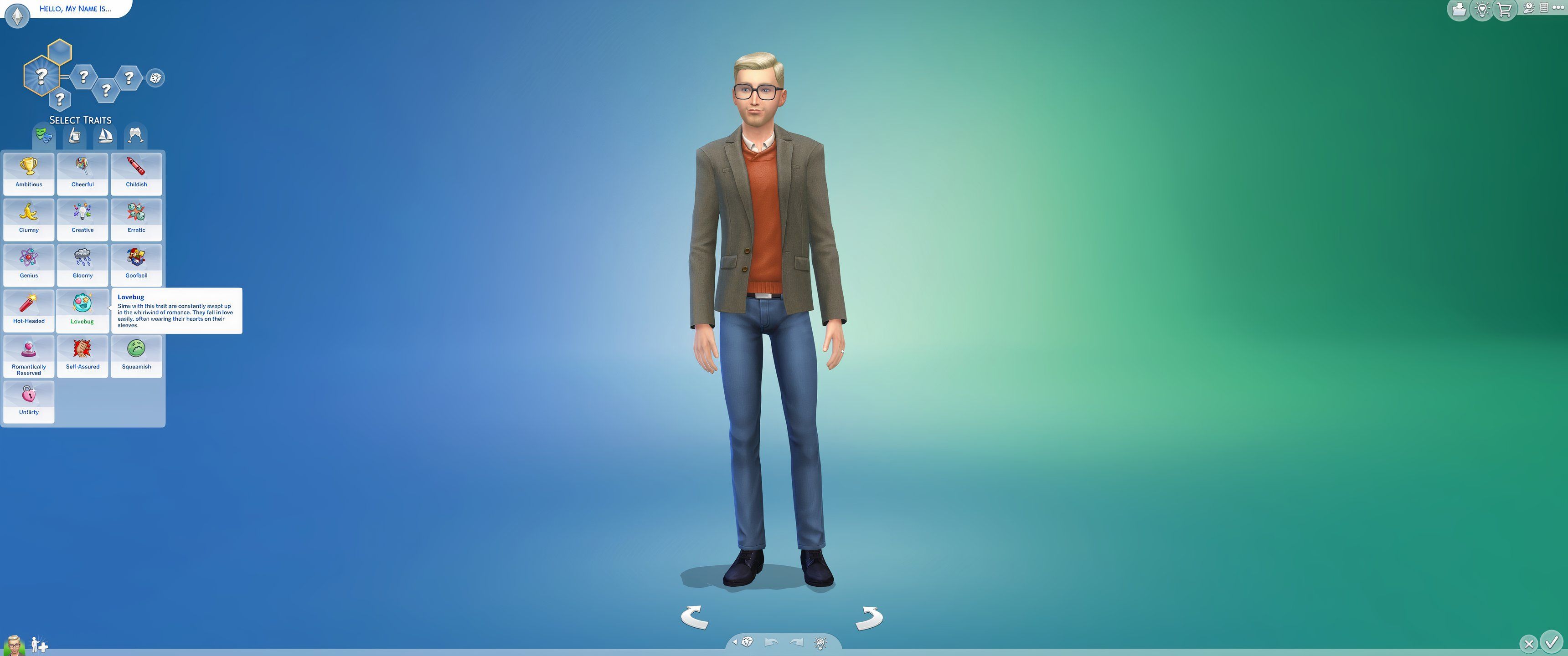 The Sims 4: Lovestruck - An image of the Lovebug trait in the CAS menu.