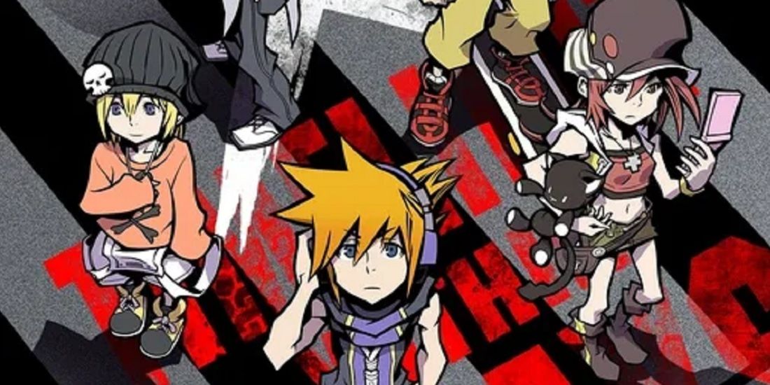 The World Ends With You official art showing Neku, Rhyme and Shiki.