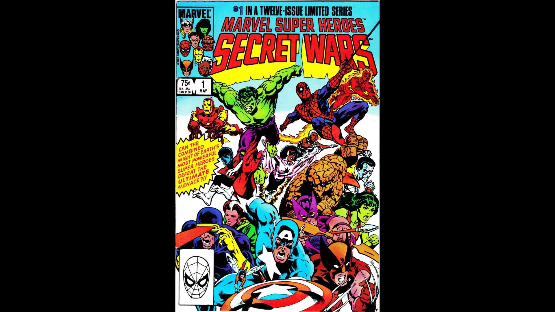 The cover of Secret Wars #1 features a collection of Marvel superheroes coming our way.