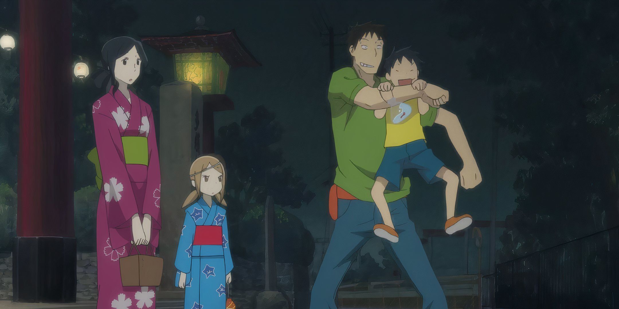 Daikichi holds Koki while Rin and Masako watch