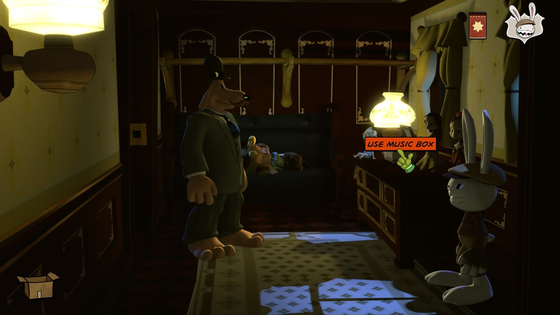 Using the music box in Baby Amelia Earhart's room in Sam and Max The Devil's Playhouse Episode 2