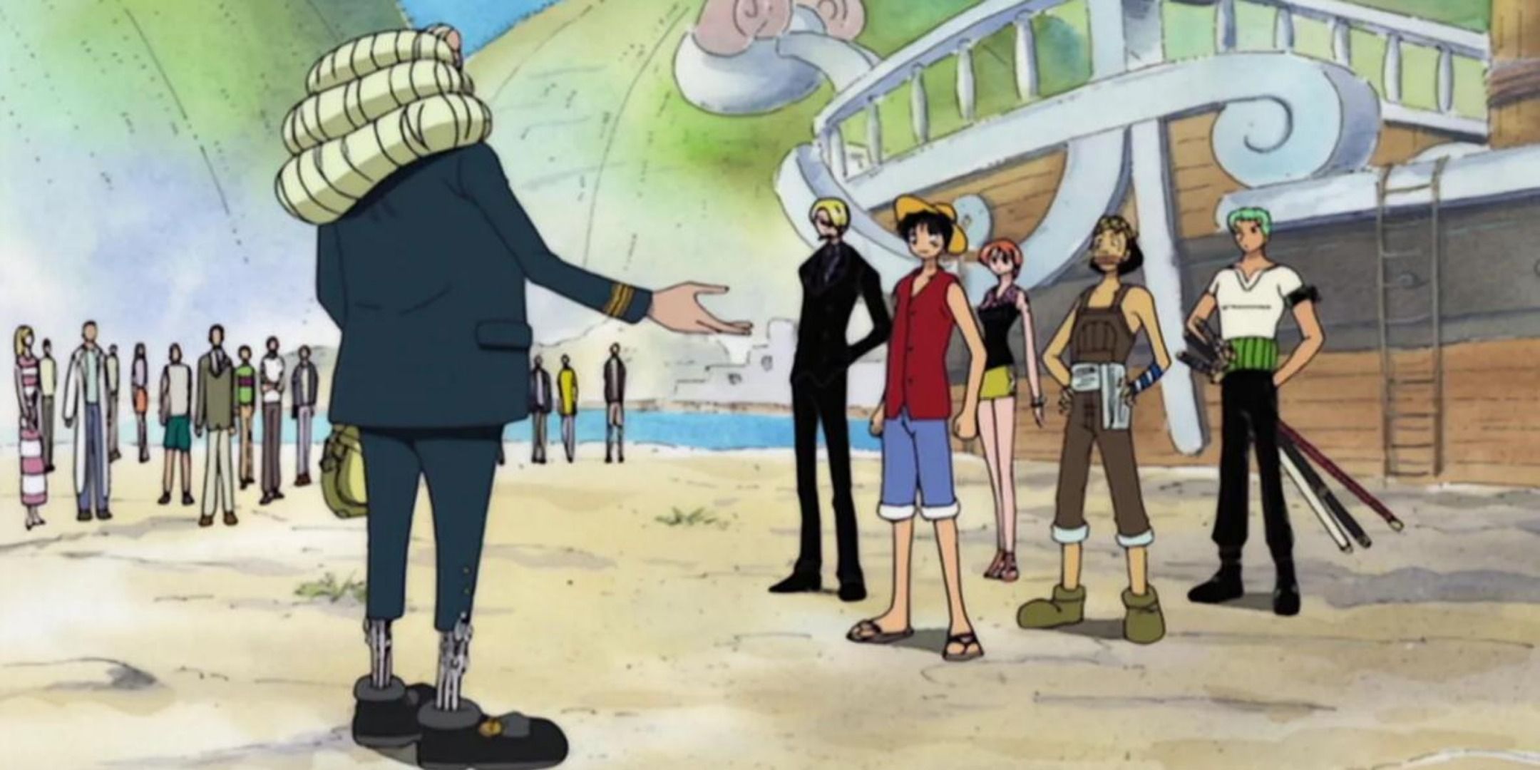 The townspeople of Whisky Peak from the One Piece anime.