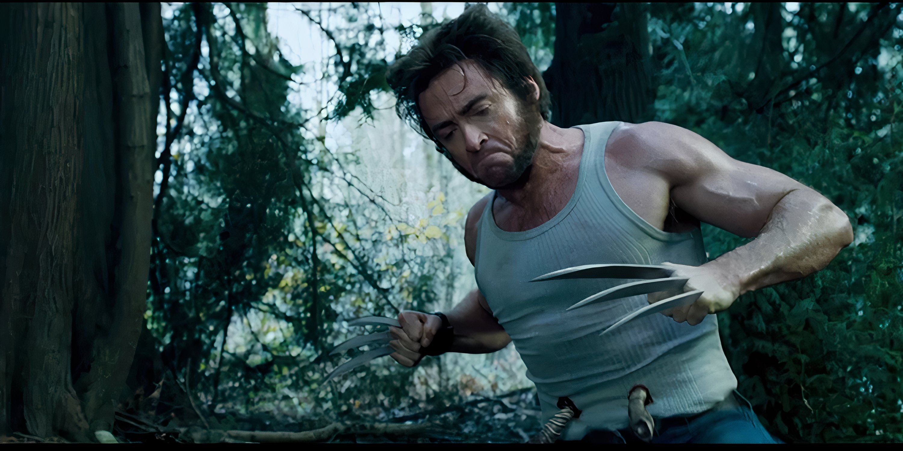 Wolverine fights enemies with extended metal claws in “X-Men: The Last Stand.”