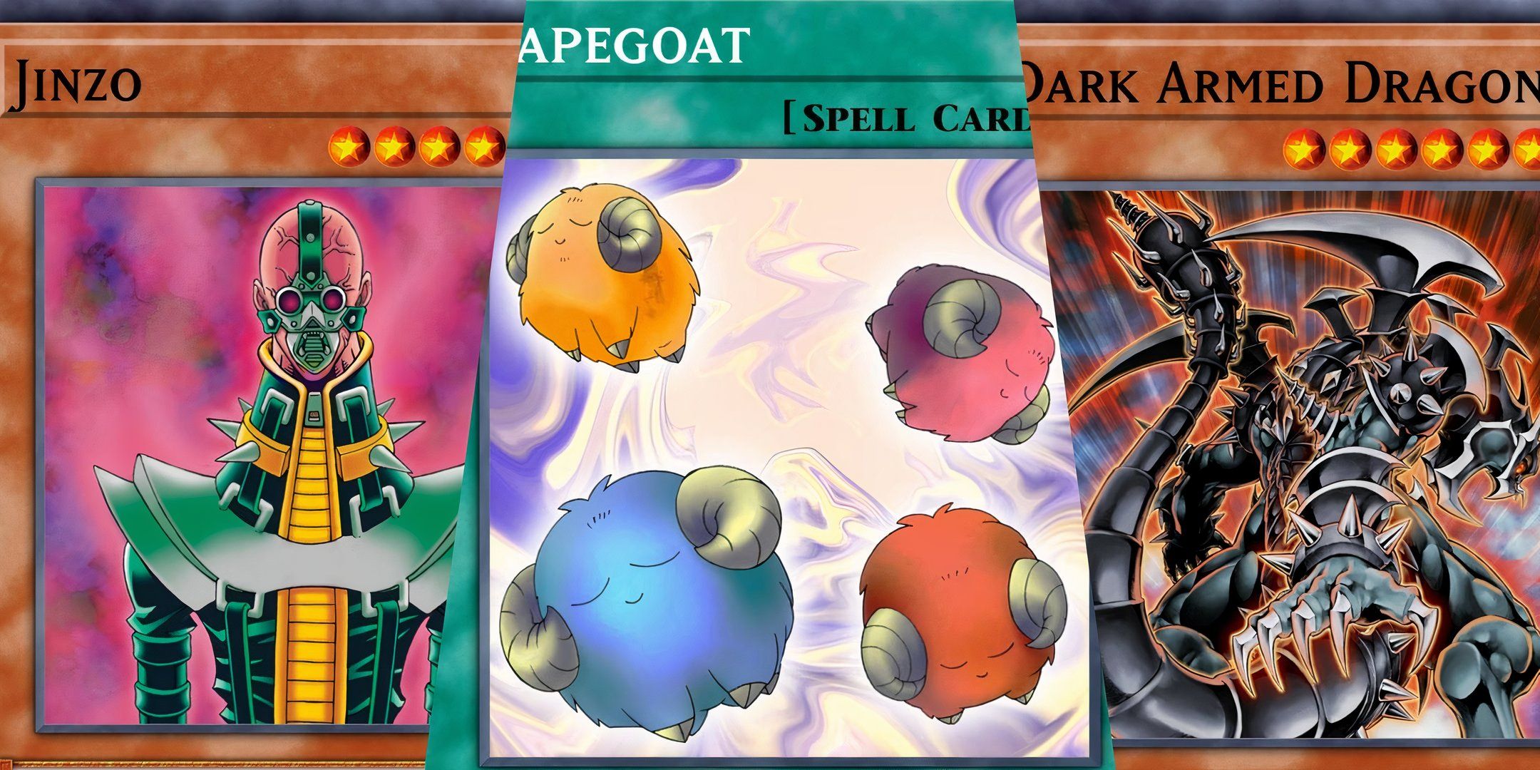 Jinzo, Scapegoats, and Dark Armed Dragon from Yu-Gi-Oh