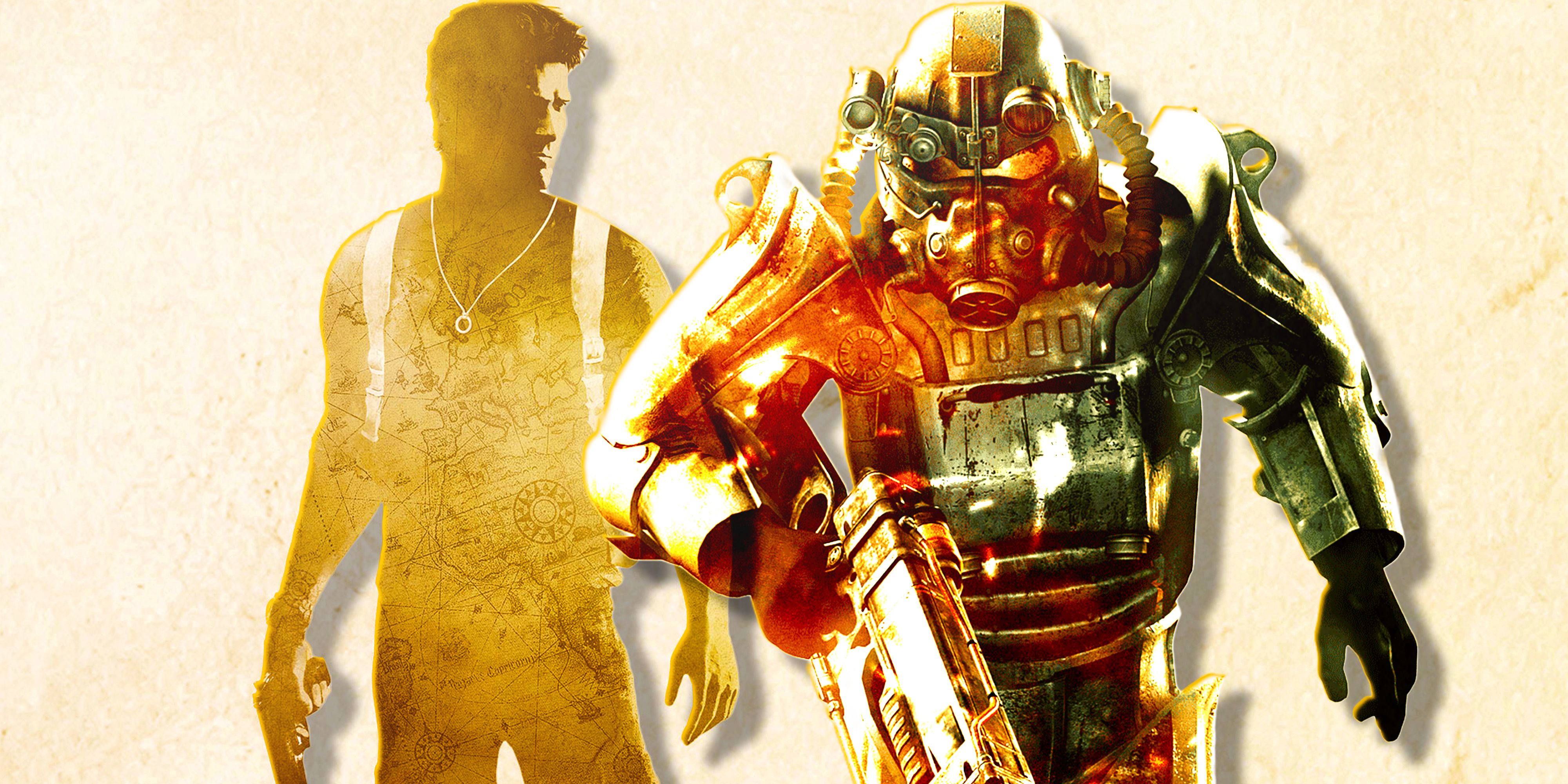 Splt image with Nathan Drake on the left and a soldier from Killzone on the right