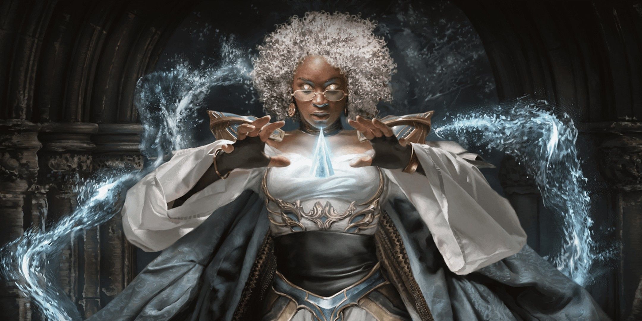 Dungeons & Dragons image showing an aasimar wizard.