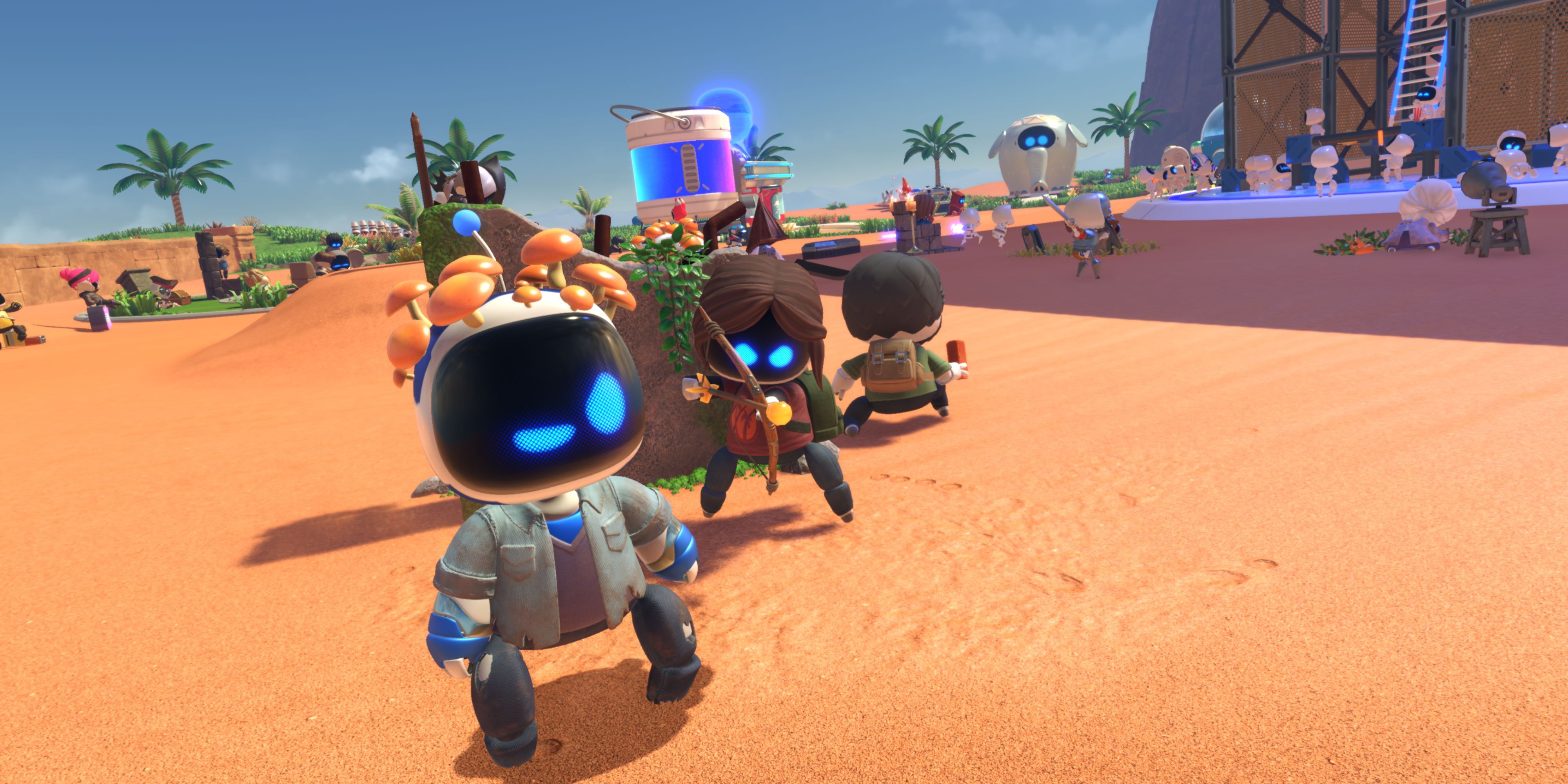 Astro Bot as a Clicker next to Ellie and Joel