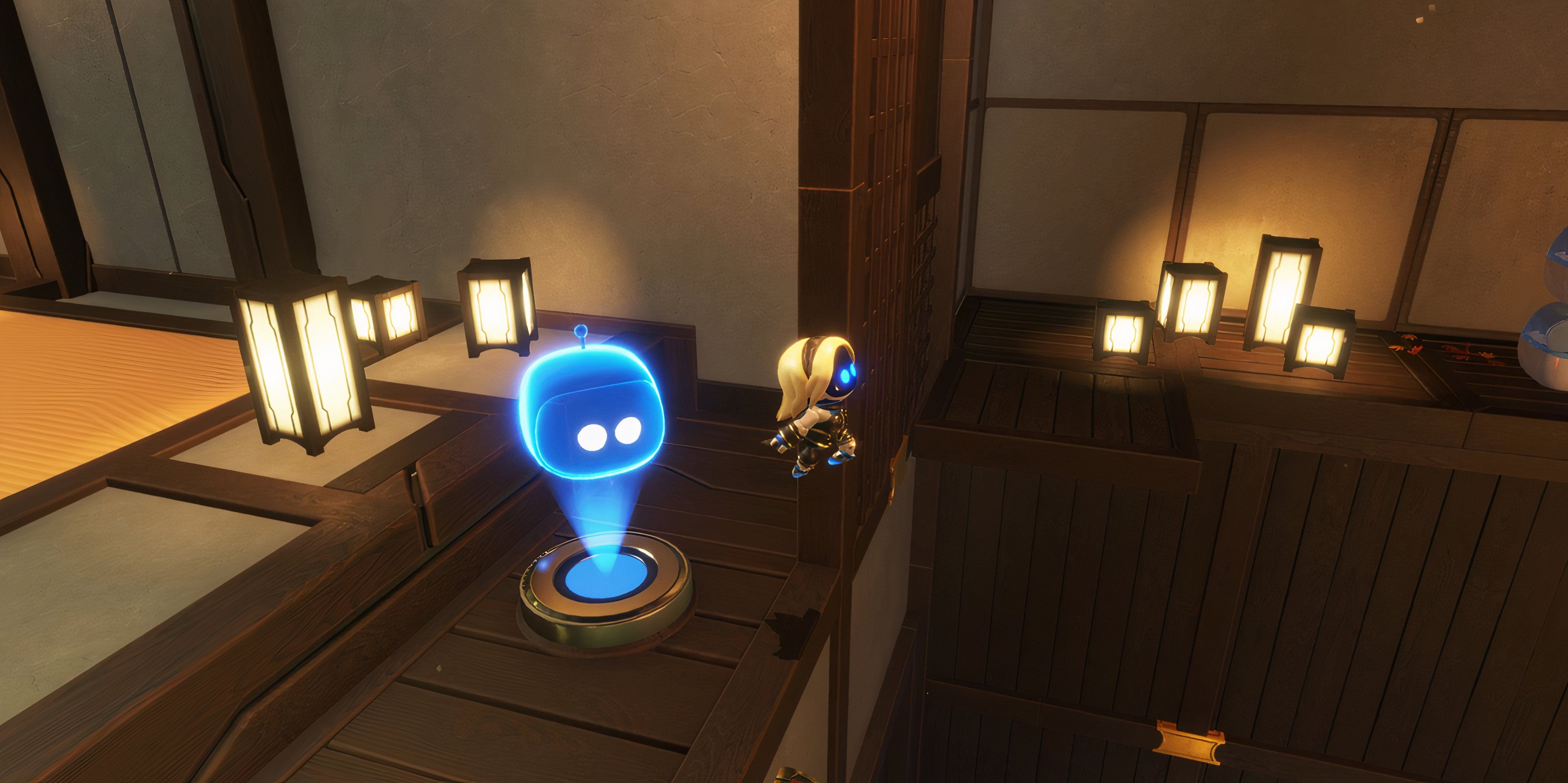 Astro Bot leaping in Danger Dojo