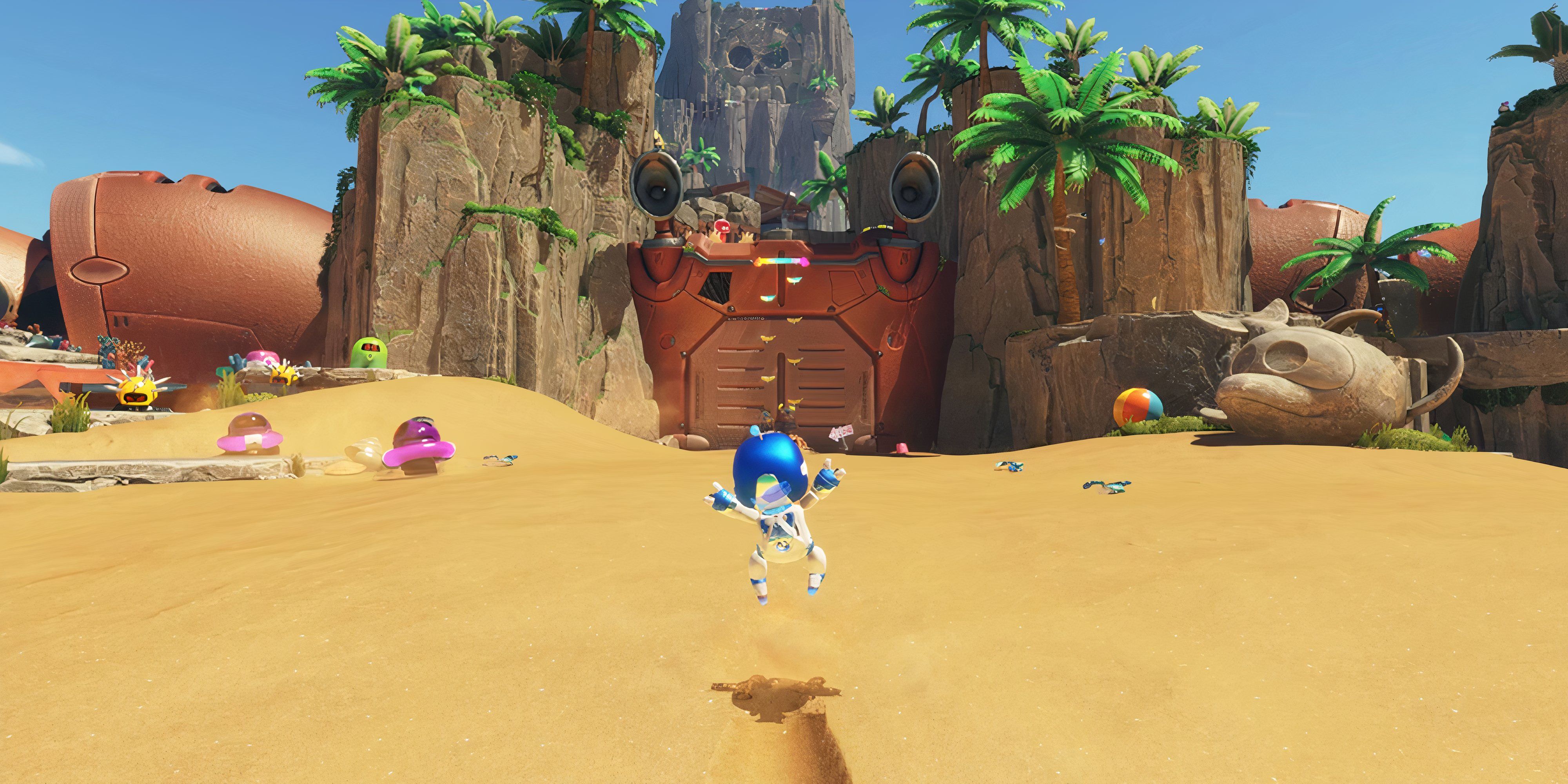 Astro Bot leaping up in Go Go Archipelago