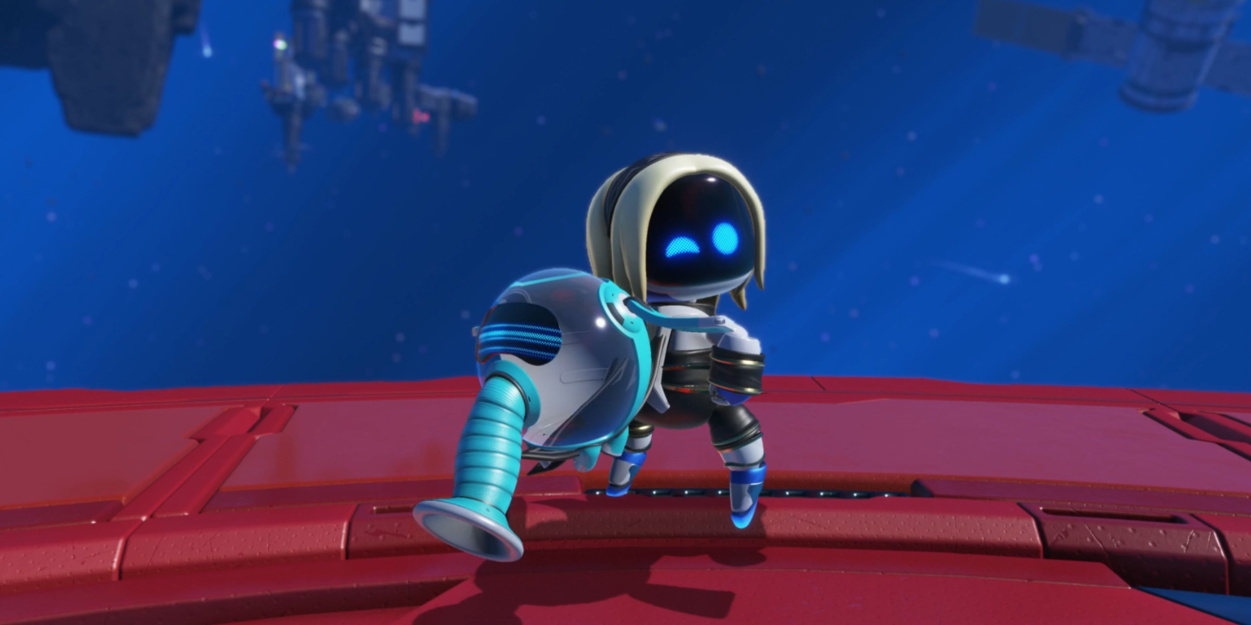 Astro Bot posing with elephant backpack in High Suction Hero