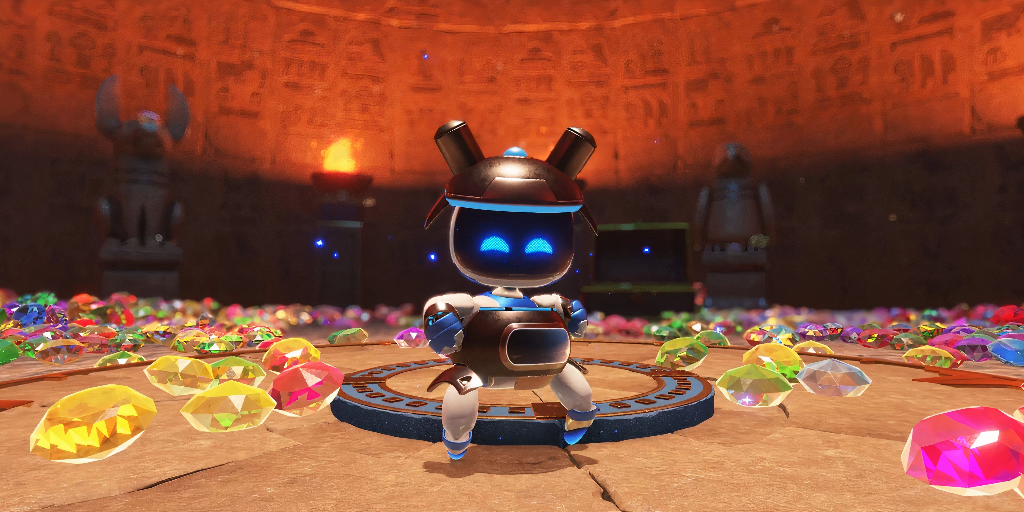 Astro Bot wearing ball armour in Hieroglitch Pyramid