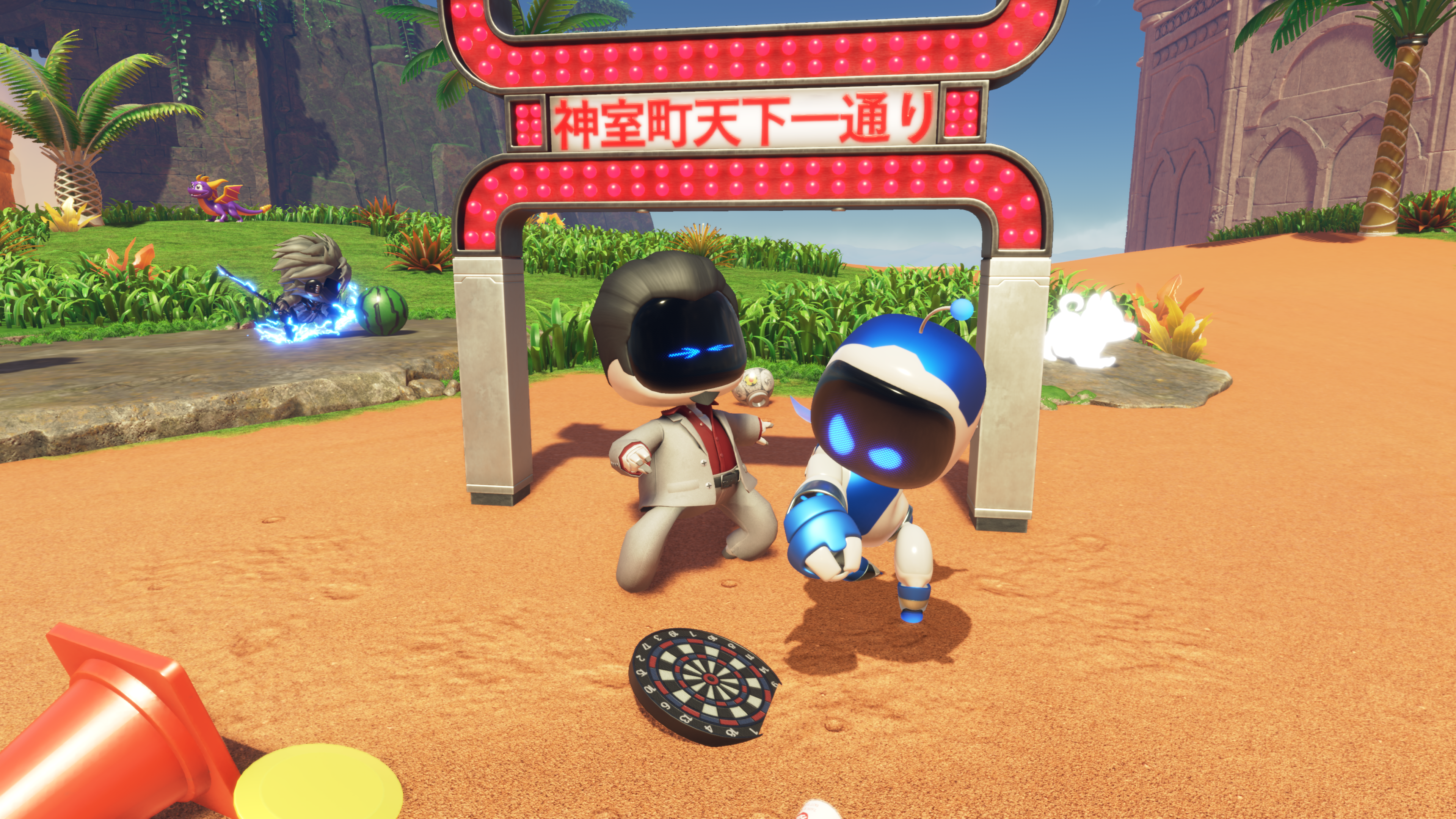 Astro Bot Crash Site pic with Kiryu by the Kamurocho gate