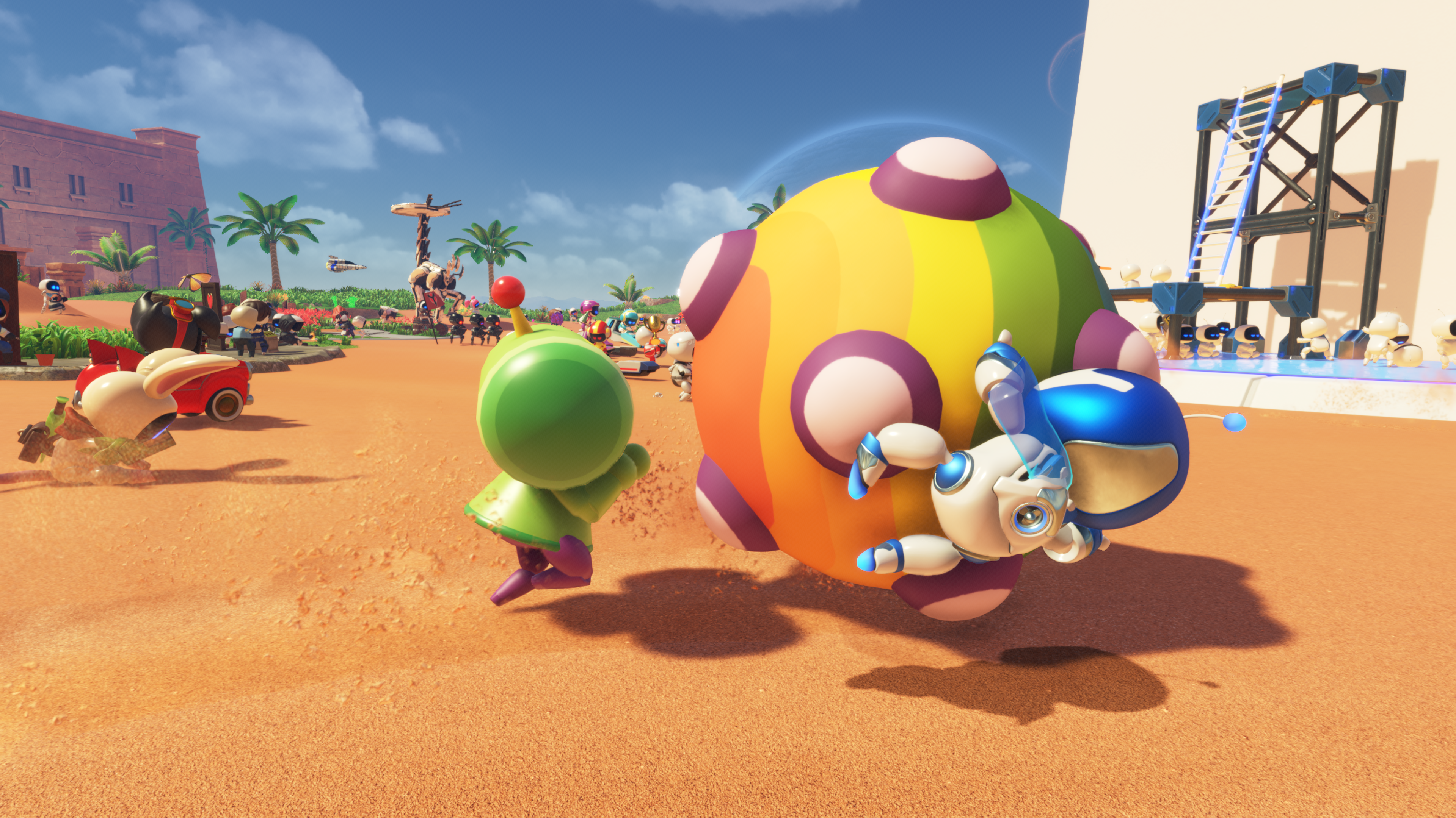 Astro Bot Crash Site pic stuck to Katamari Damacy's ball