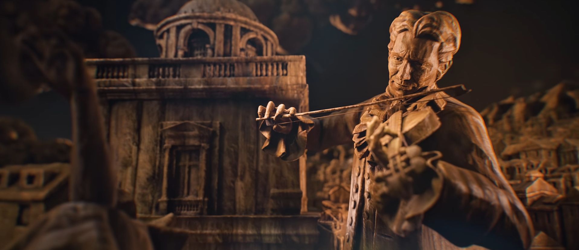 a stylized violinist in the exploration era in the reveal trailer for civilization 7.