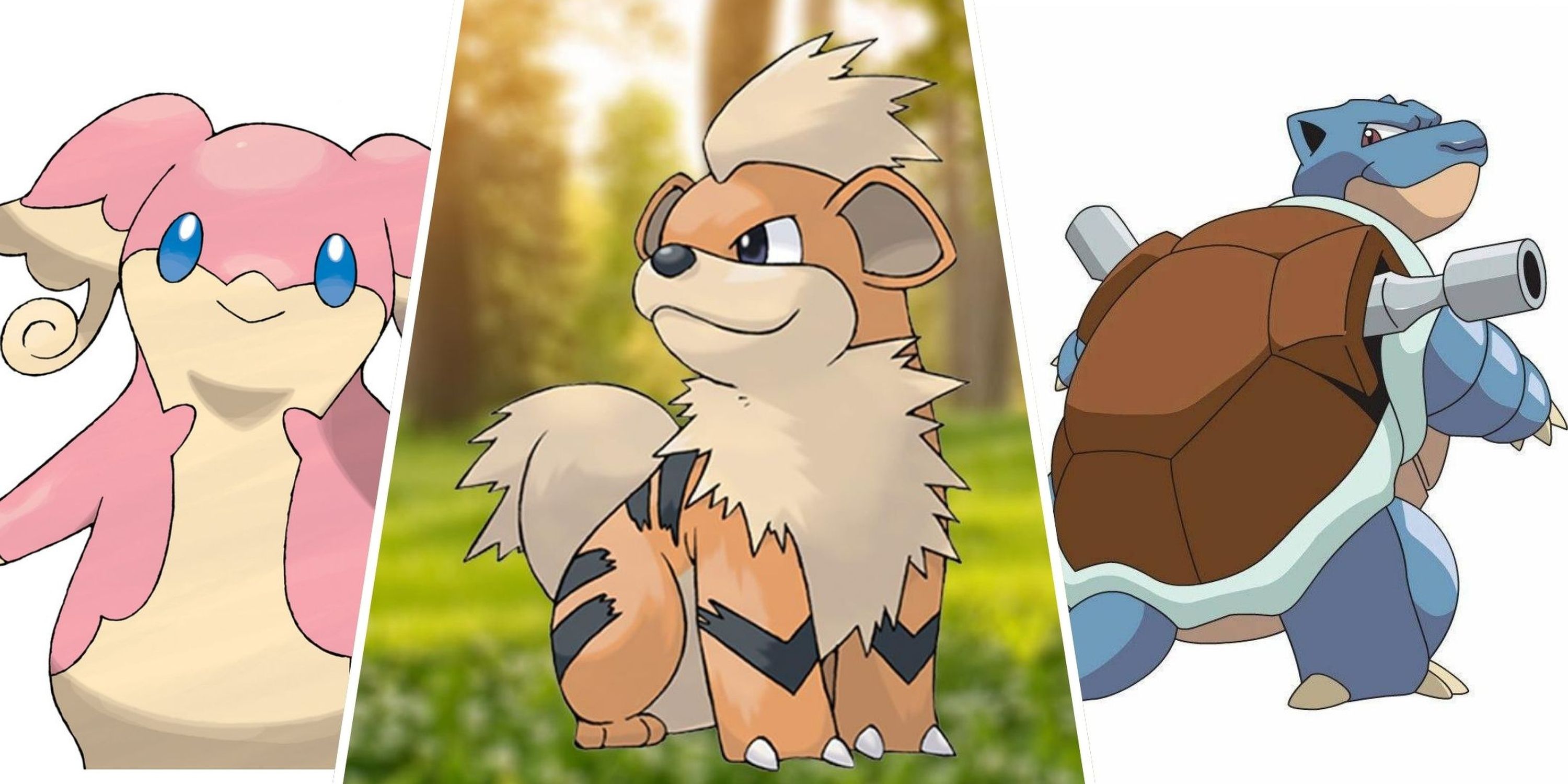 Blastoise, Growlithe, and Audino. 