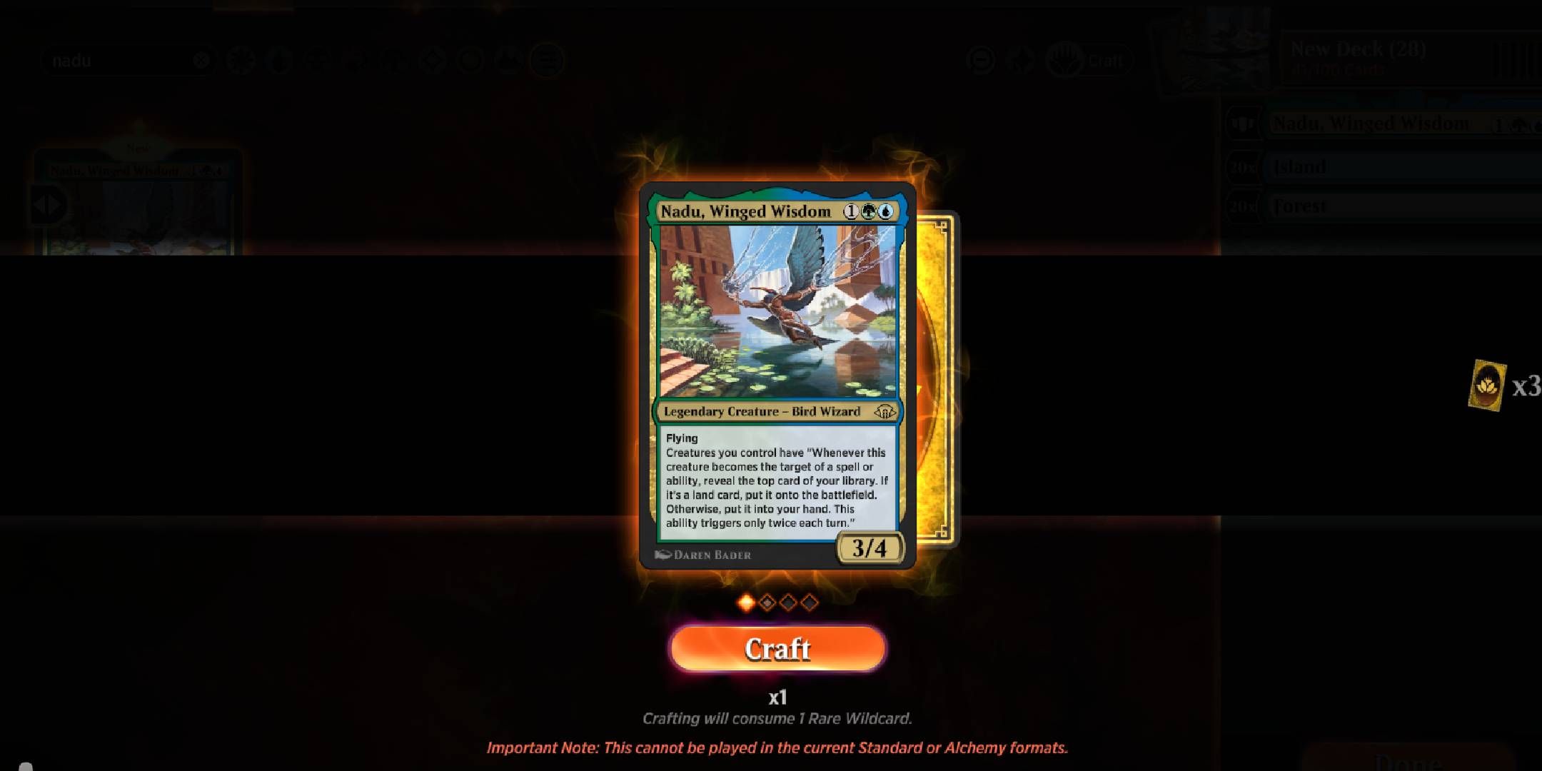 Craft Nadu in Magic: The Gathering Arena.