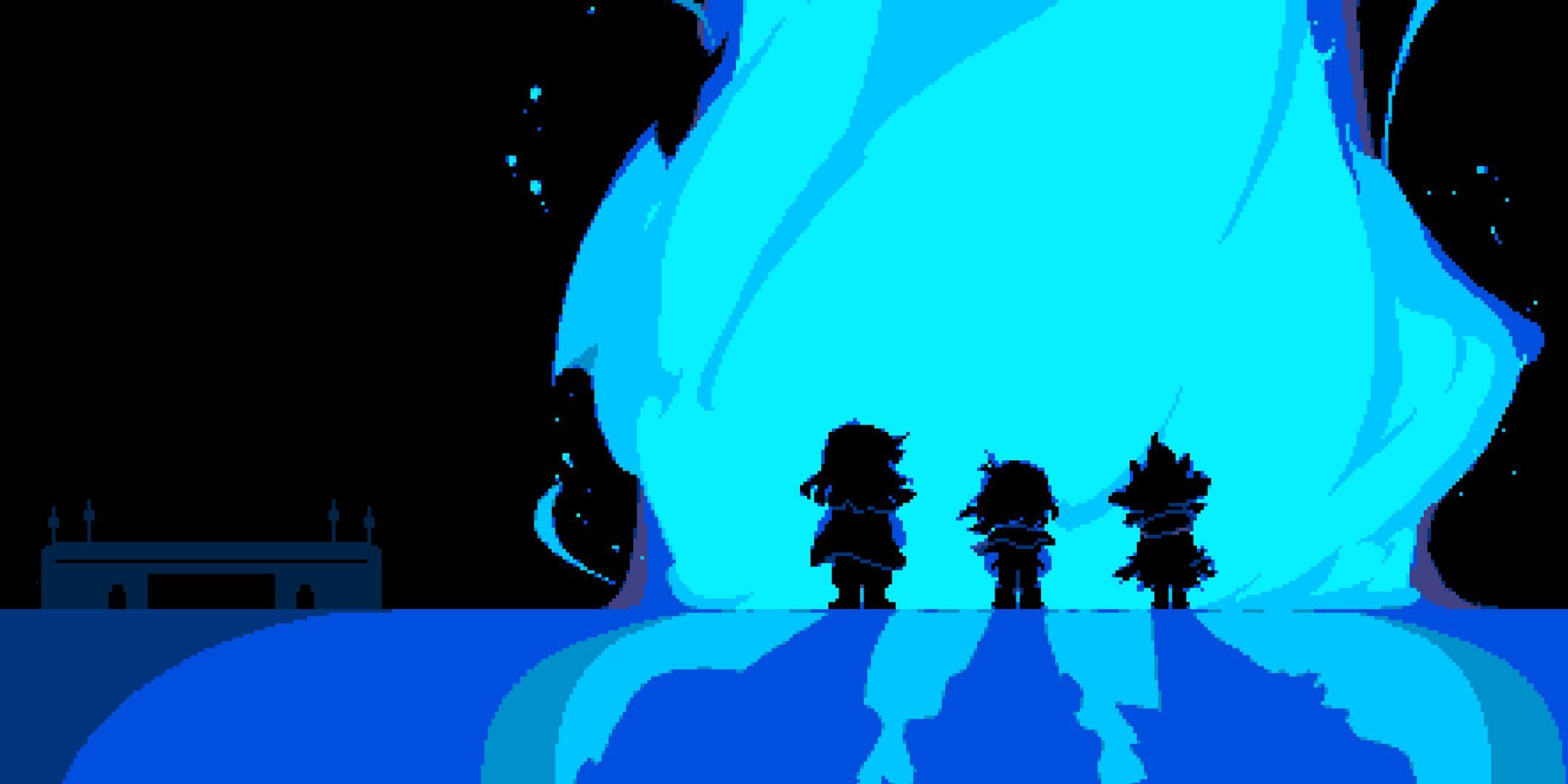 The silhouettes of three characters in Deltarune