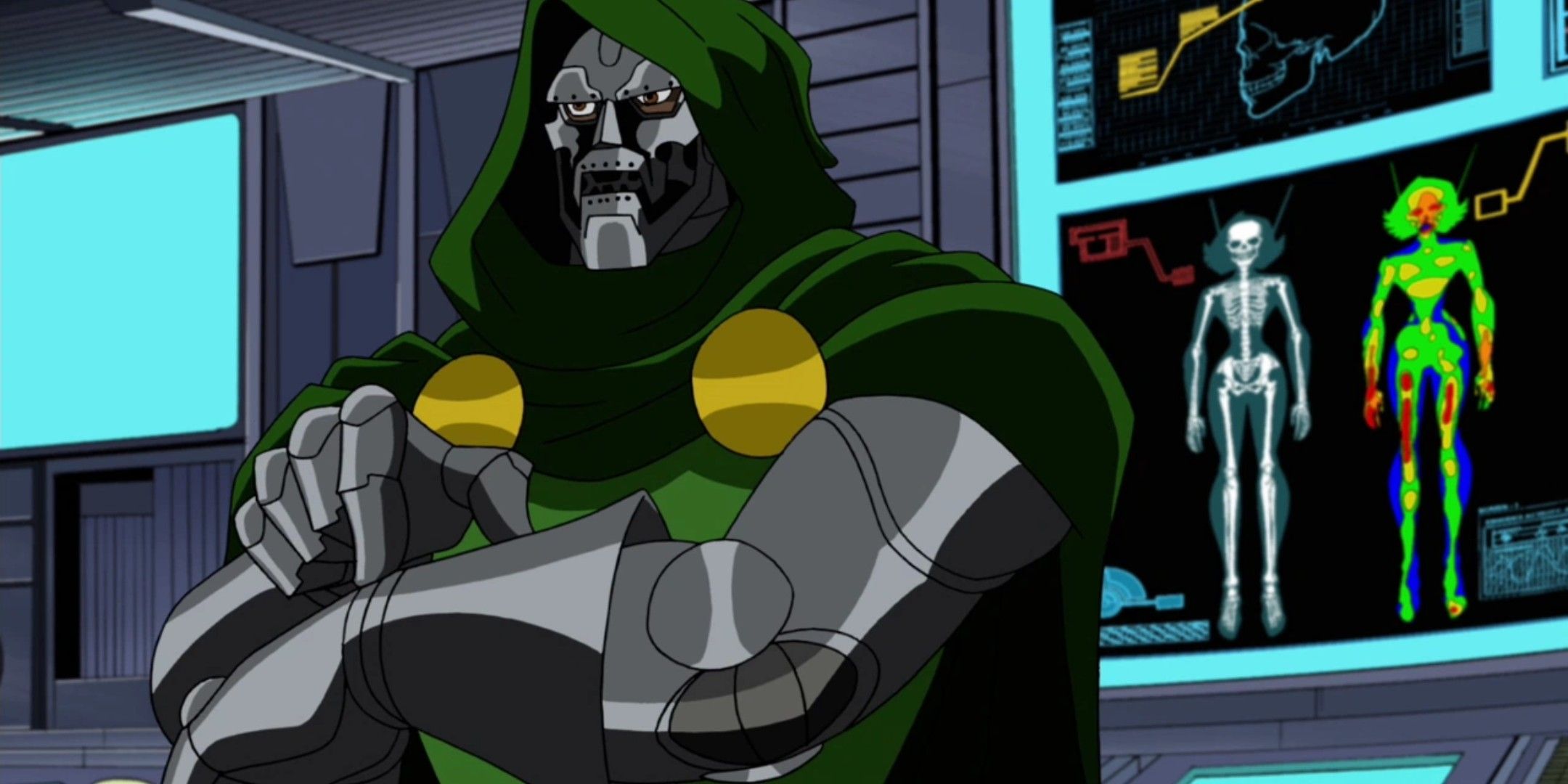 Doctor Doom crossed his arms as he stood with his back to several screens