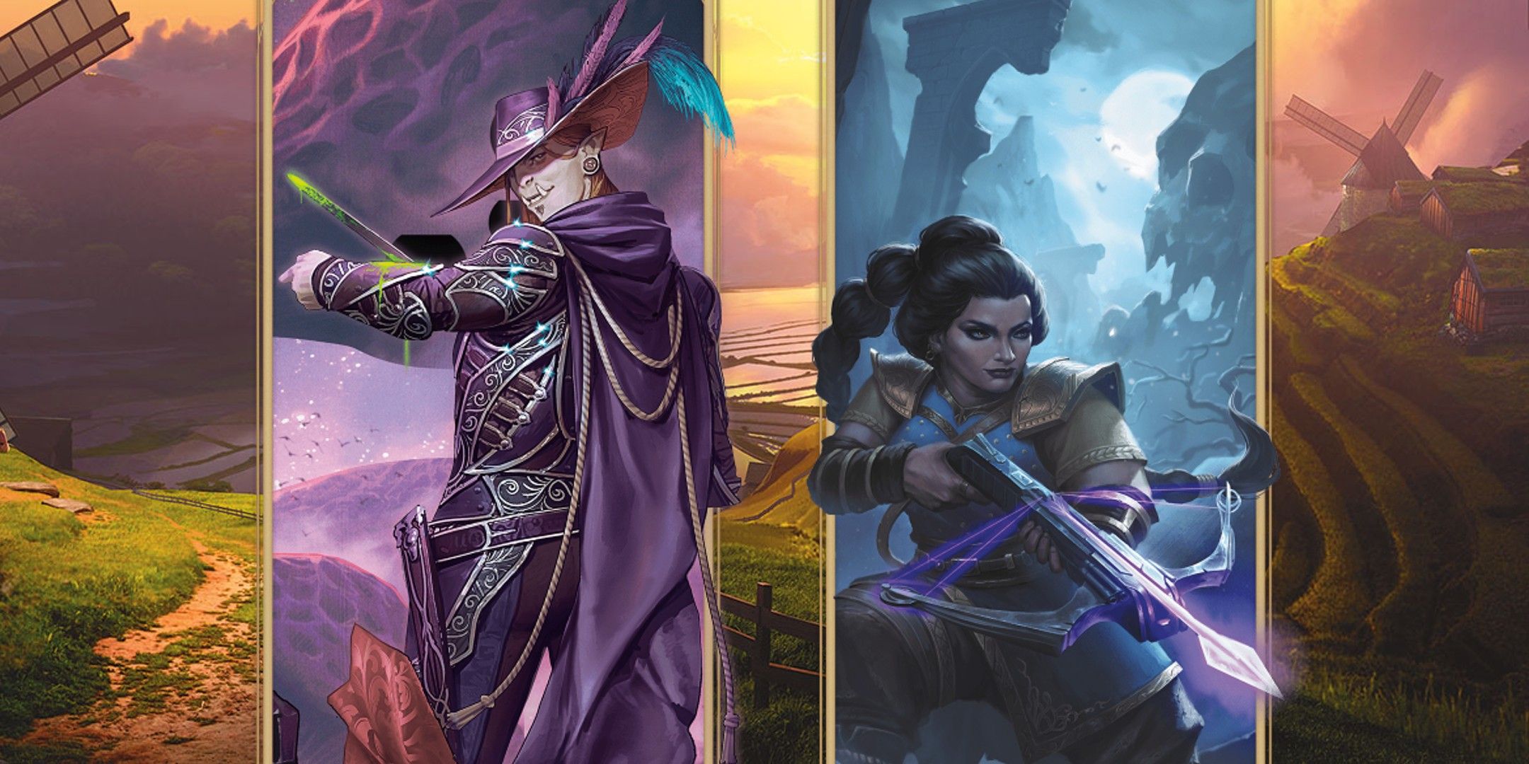 Dungeons & Dragons image showing two rangers, one from the feywild and one from the shadowfell.