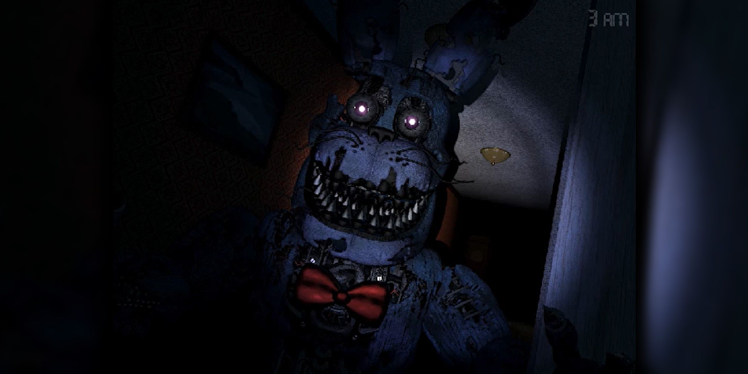 Nightmare Bonnie peeking into the bedroom from Five Nights at Freddy's 4.