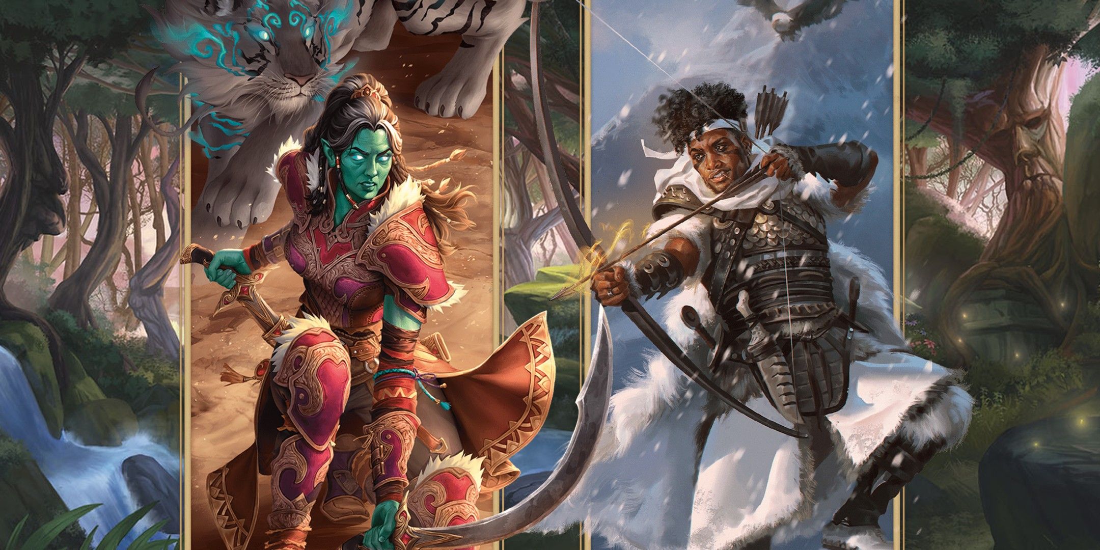 Dungeons & Dragons image showing a beastmaster ranger and a hunter ranger.