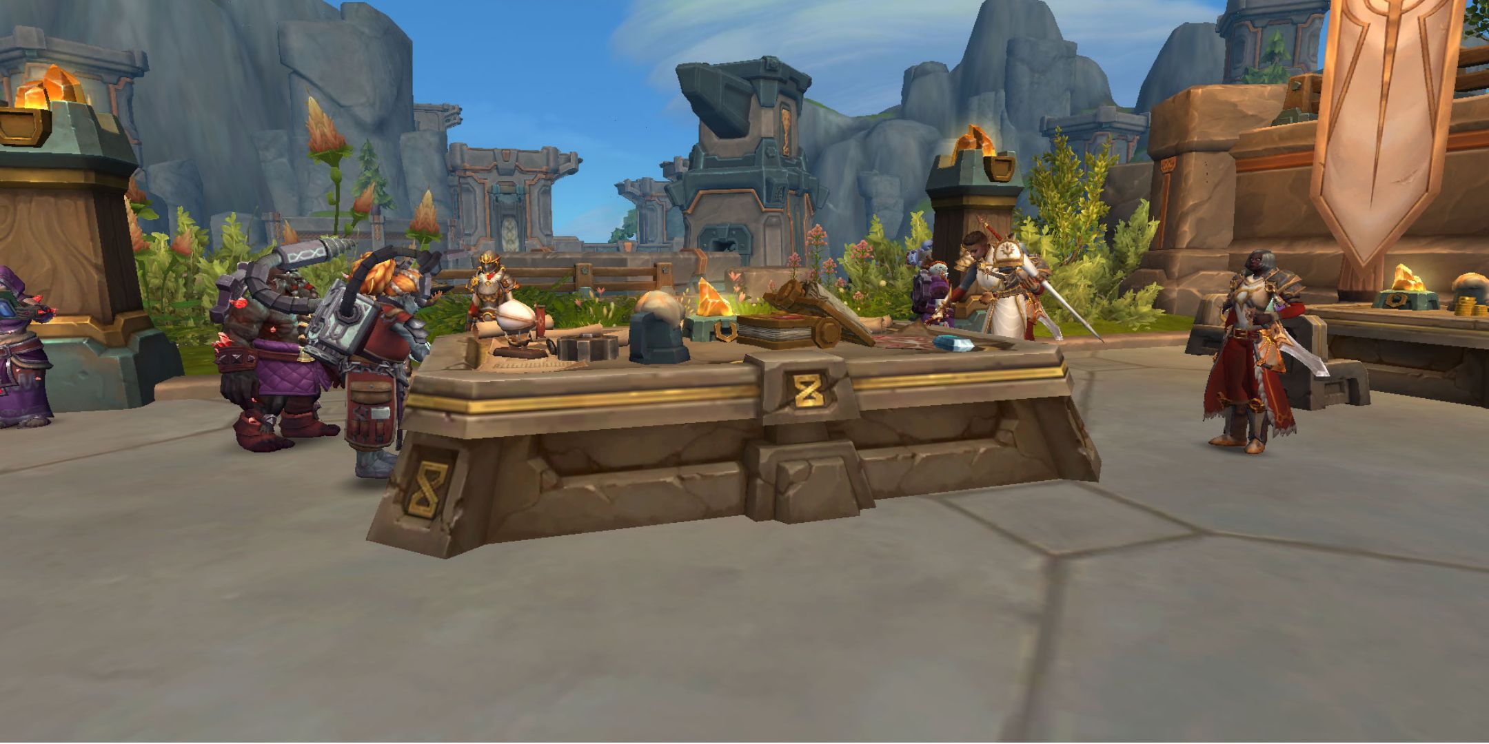 The Support Table from World of Warcraft. A number of characters stand around it.