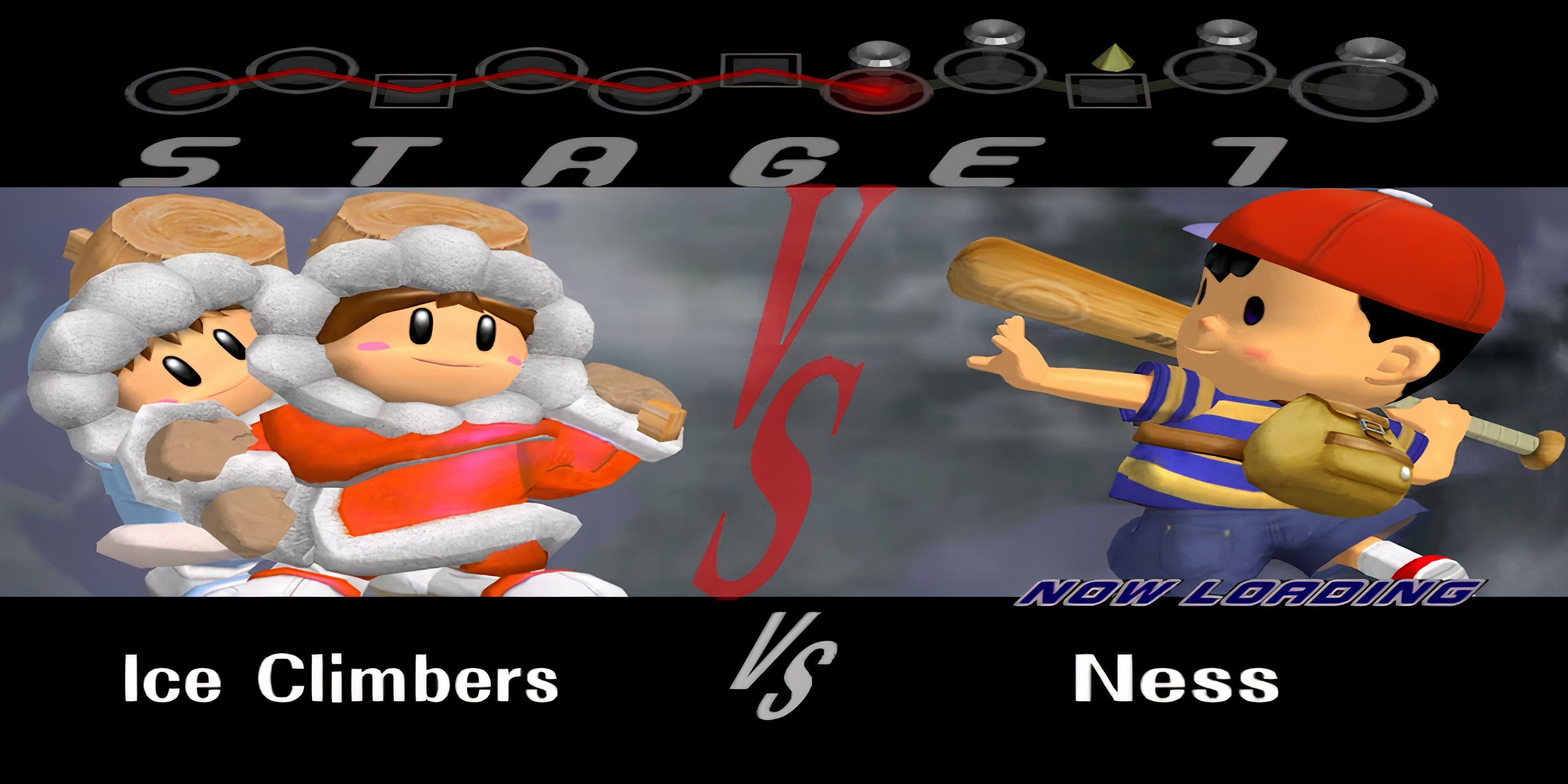 The Ice Climbers prepare to battle Ness in Super Smash Bros. Melee.