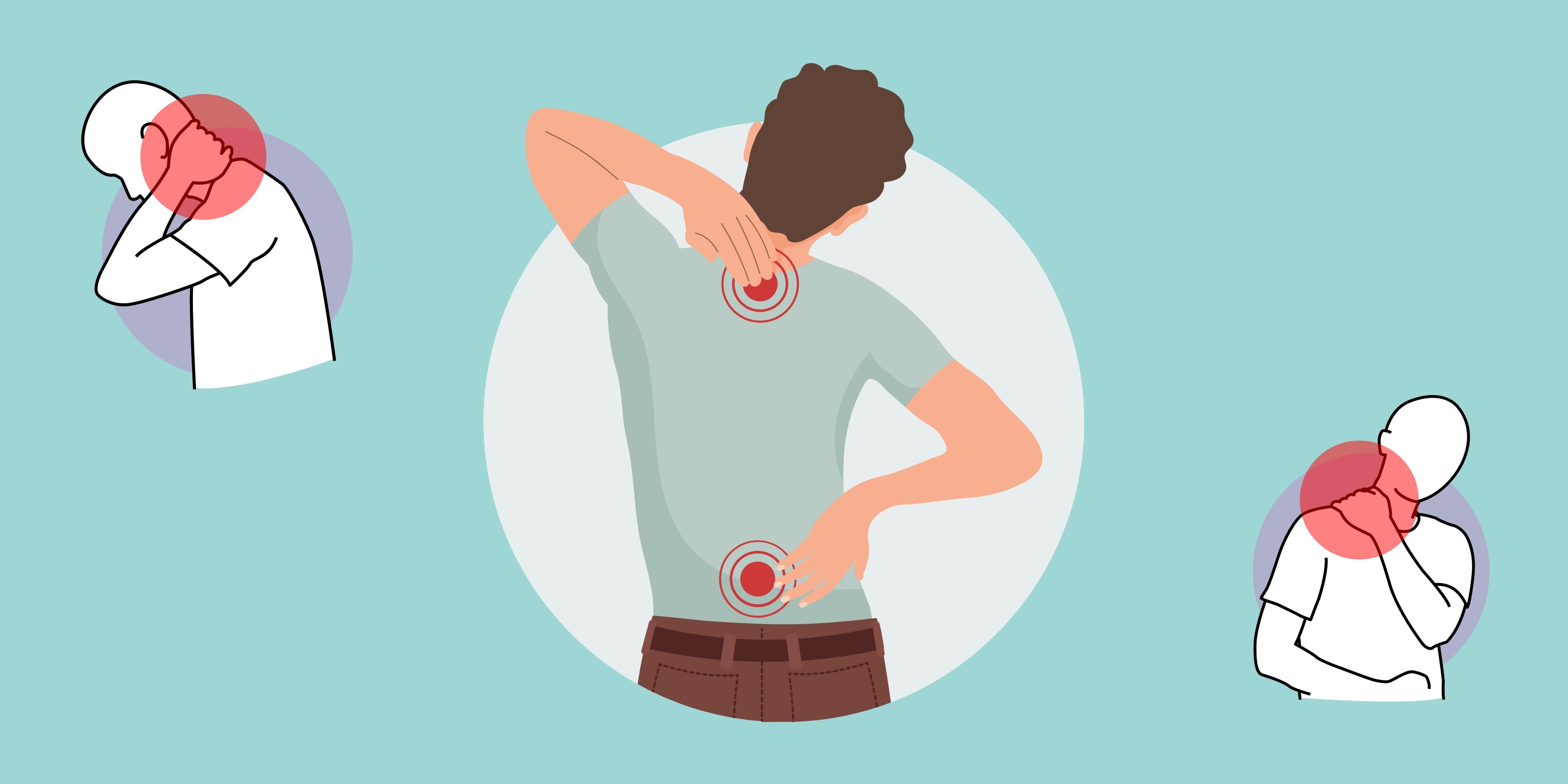 Image of a man experiencing neck and lower back pain