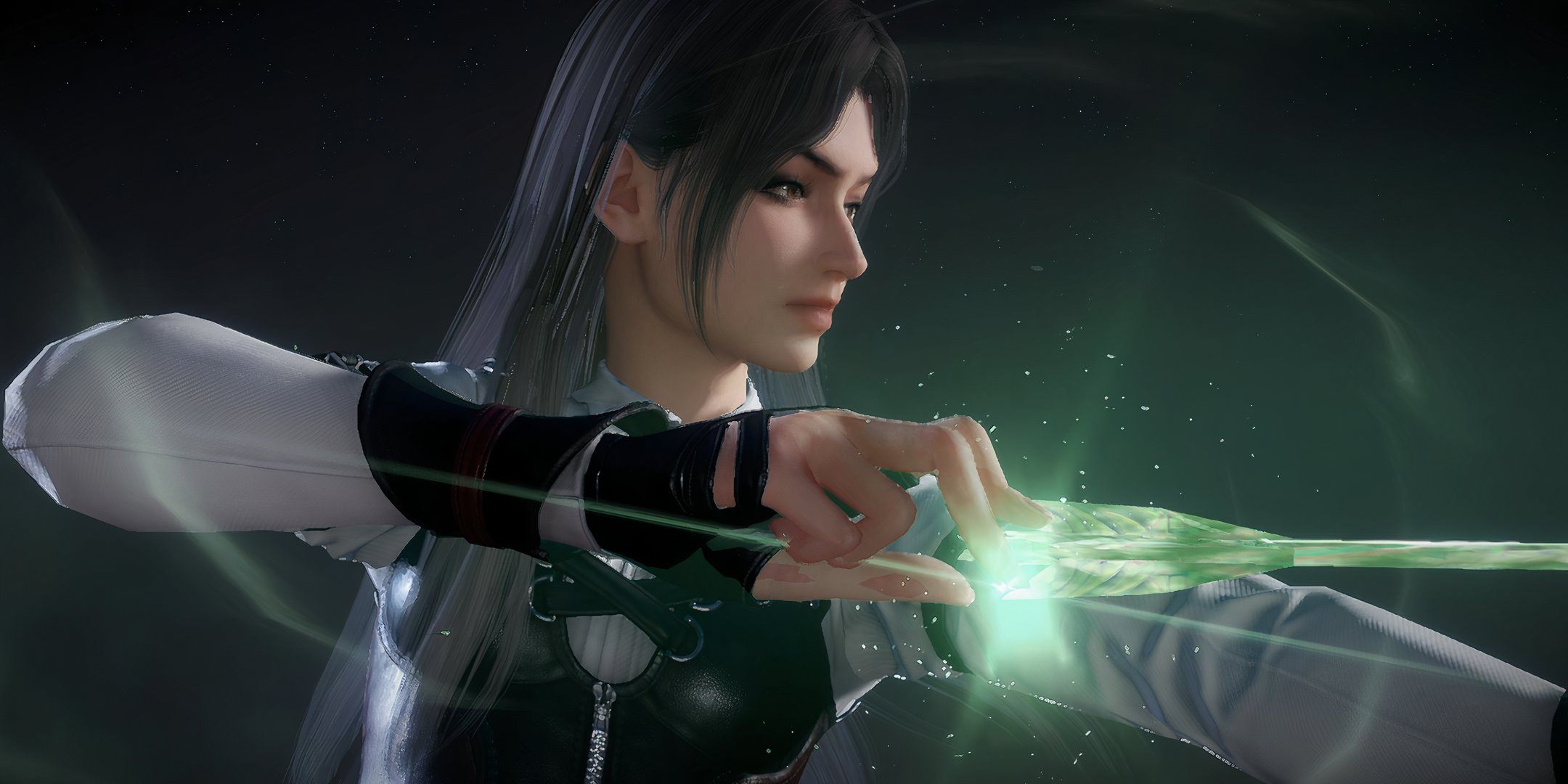 Love And Deepspace:An image of the player firing an ice arrow during her resonance with Zayne