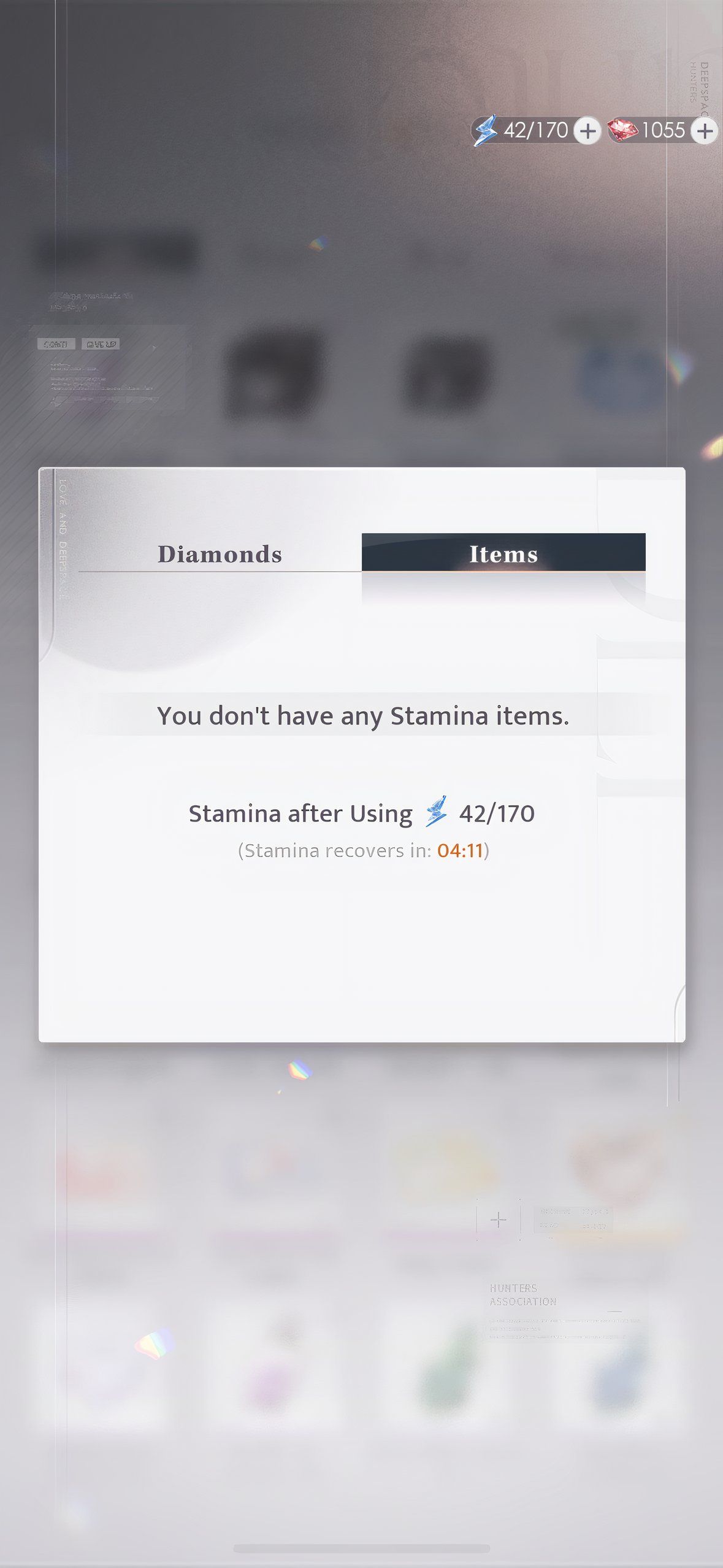 Love And Deepspace: An image of the Stamina timer