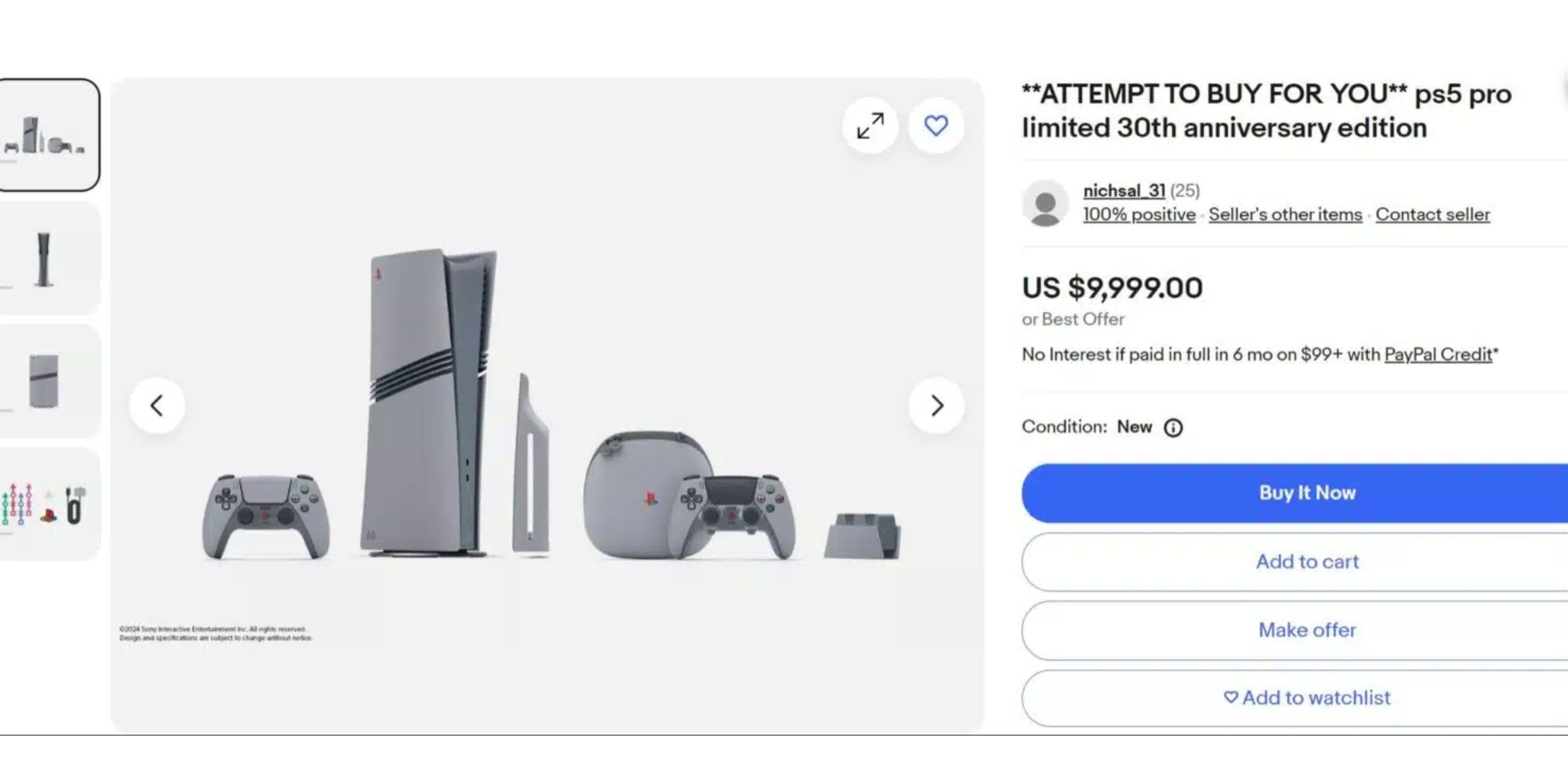 Scalper для PS5 Pro выставил на eBay юбилейный комплект «Попытка купить» за 10 000 долларов