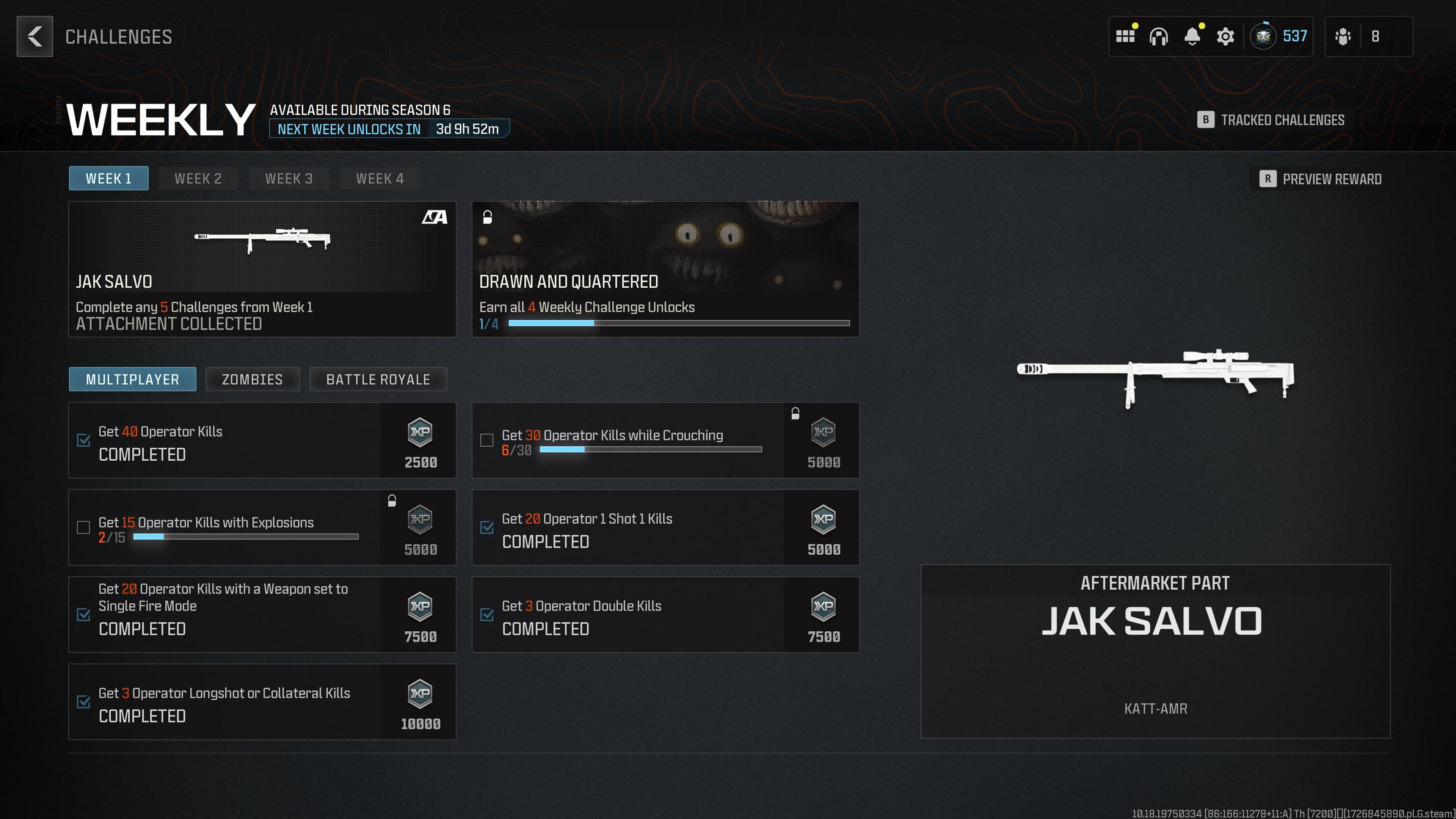 Modern Warfare 3 JAK Salvo Kit Weekly Challenge Reward