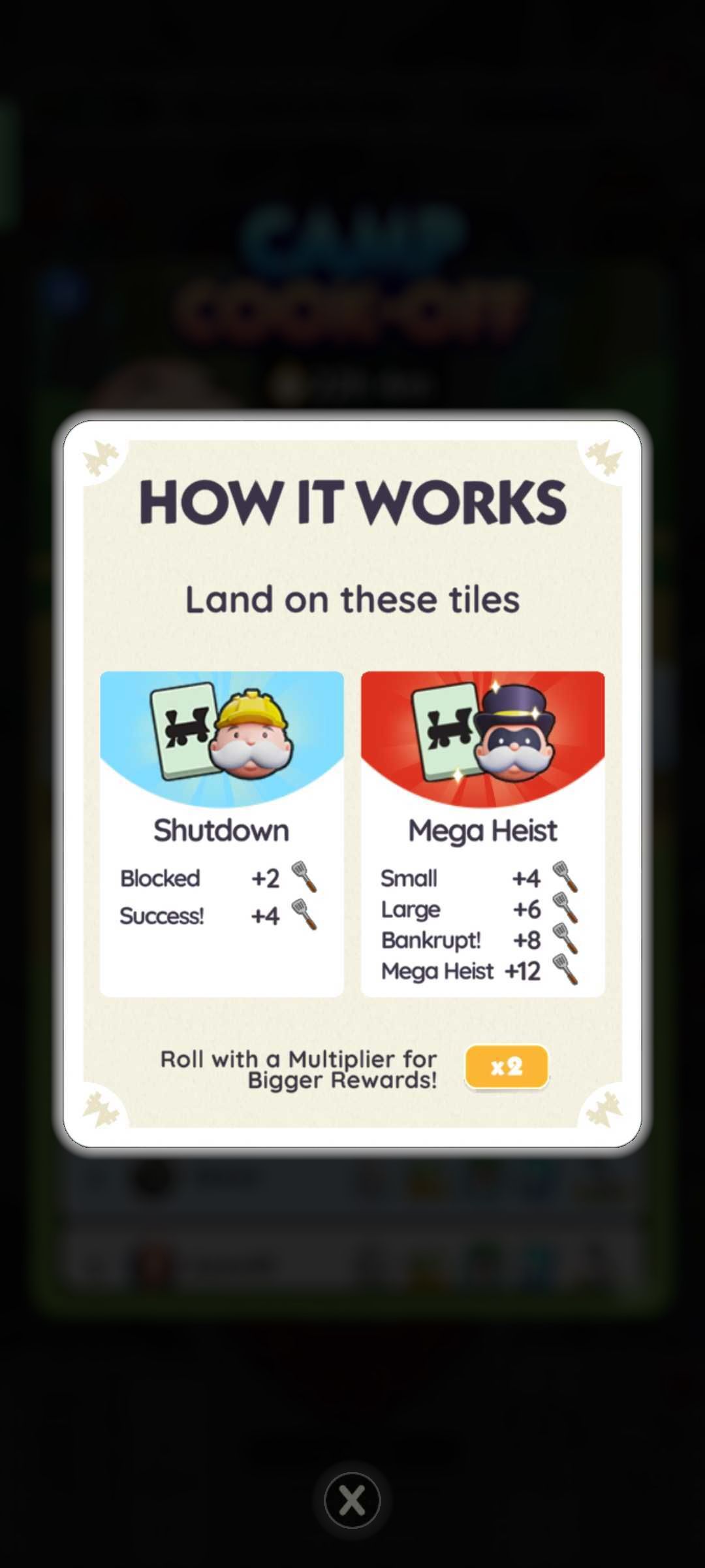 Monopoly Go. Camp Cookoff how it works page.