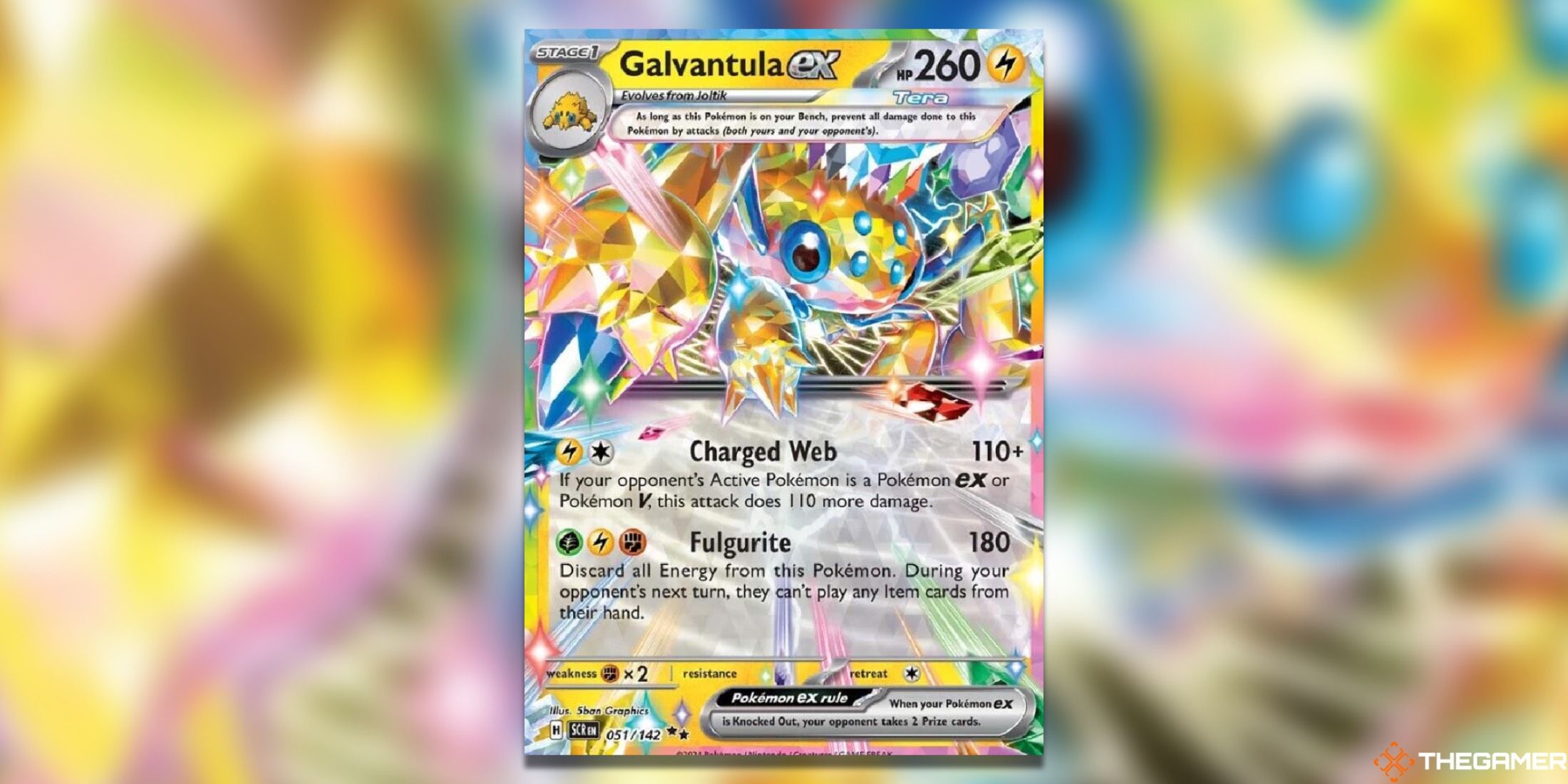 The Galvantula Stellar Crown Double Rare from the Pokemon TCG.