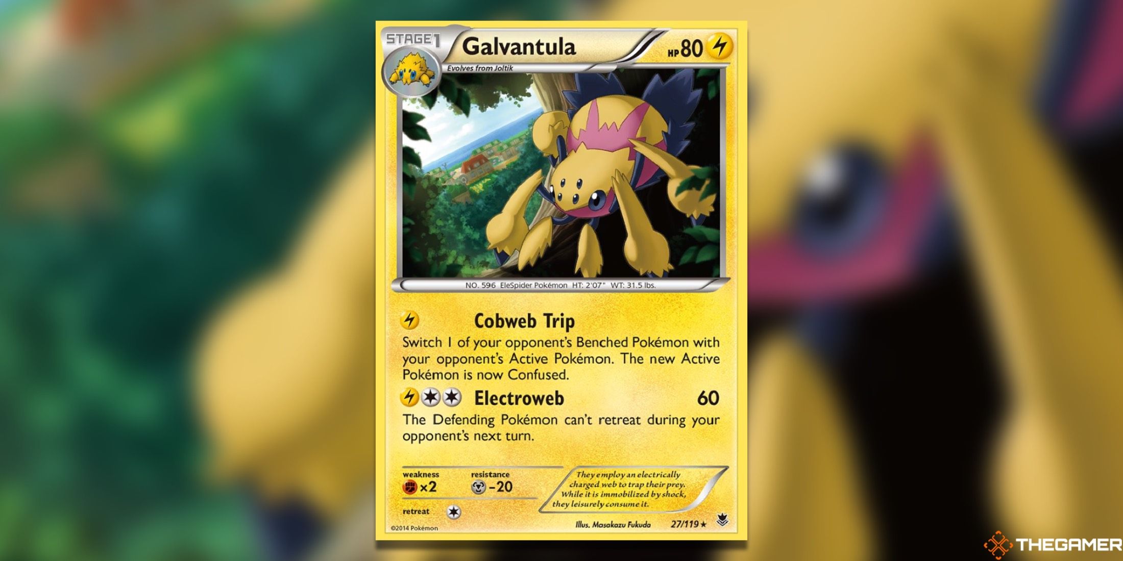 The Galvantula from XY Phantom Forces in the Pokemon TCG.