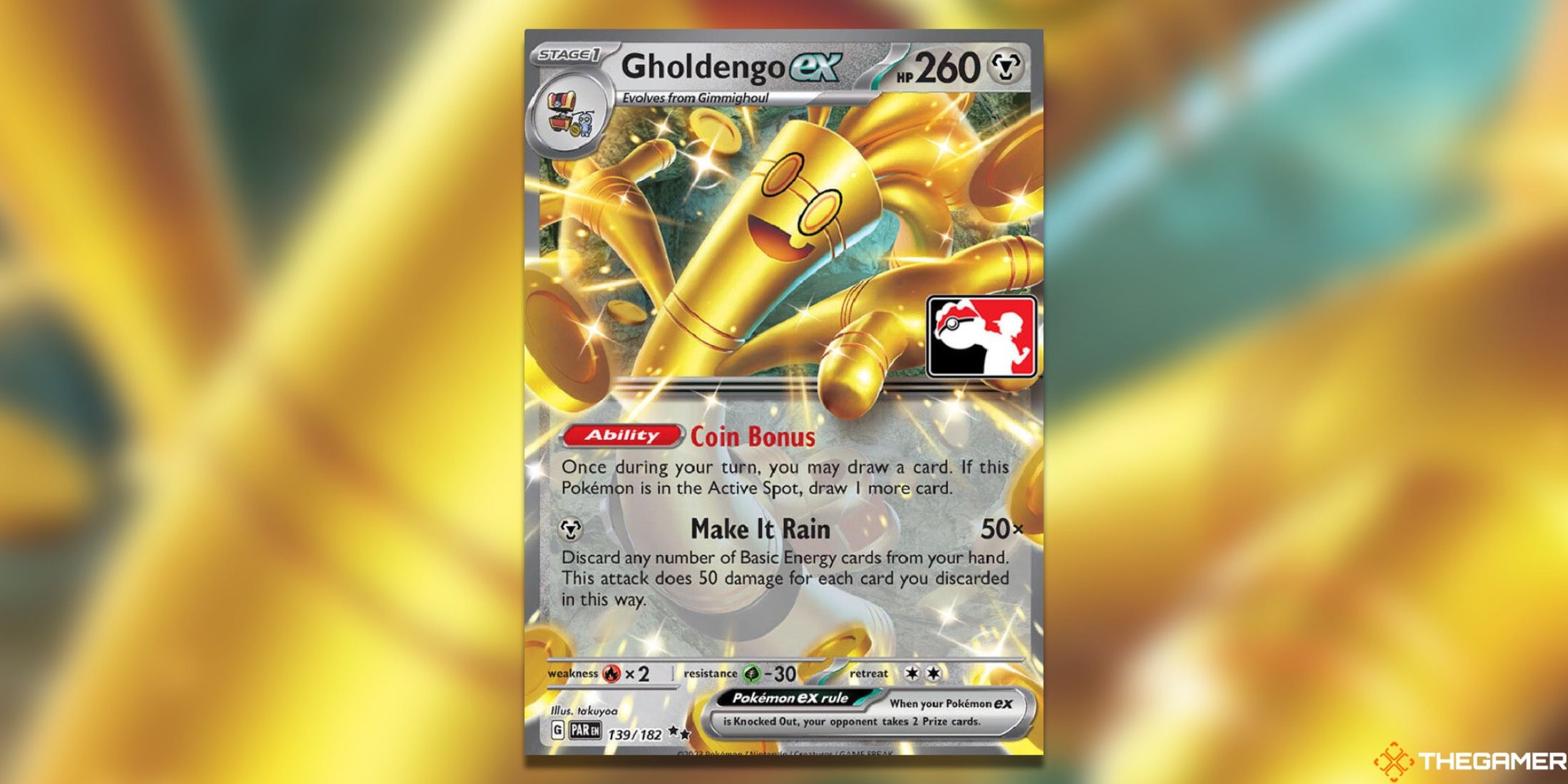 La serie Gholdengo Prize Pack Double Rare del GCC Pokémon.