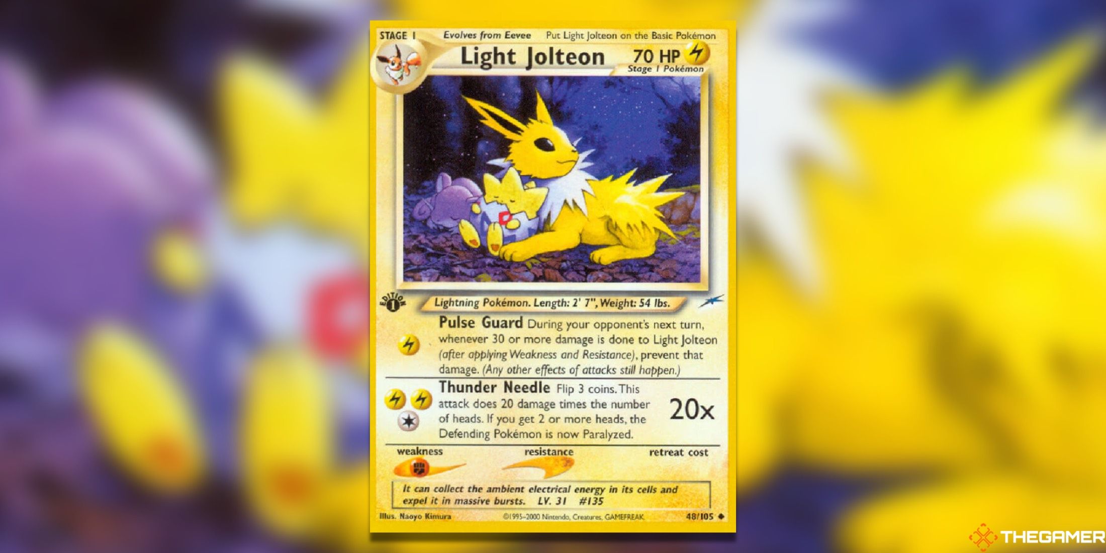 The Jolteon from Neo Destiny in the Pokemon TCG.