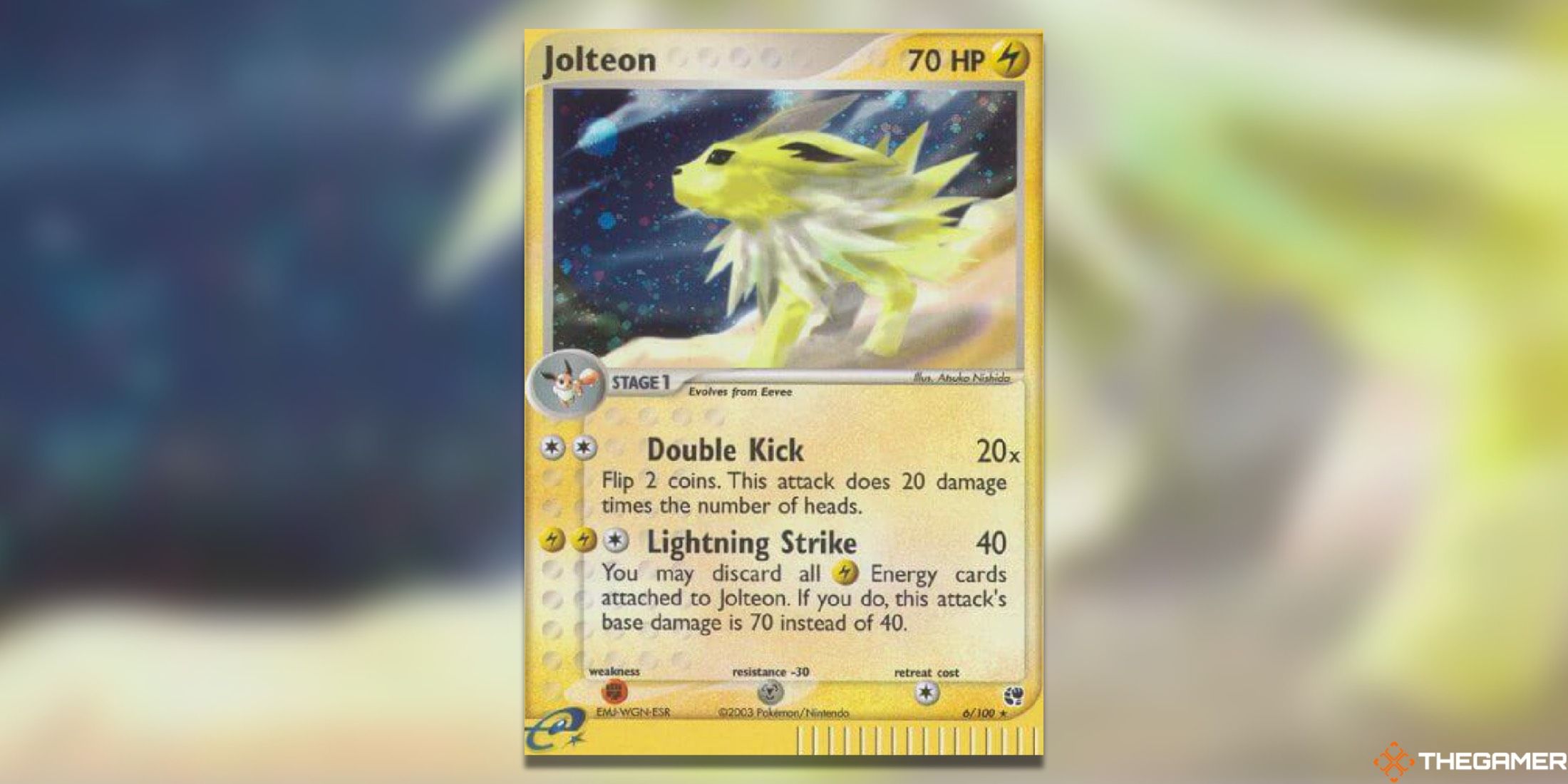 The Jolteon from Sandstorm in the Pokemon TCG.