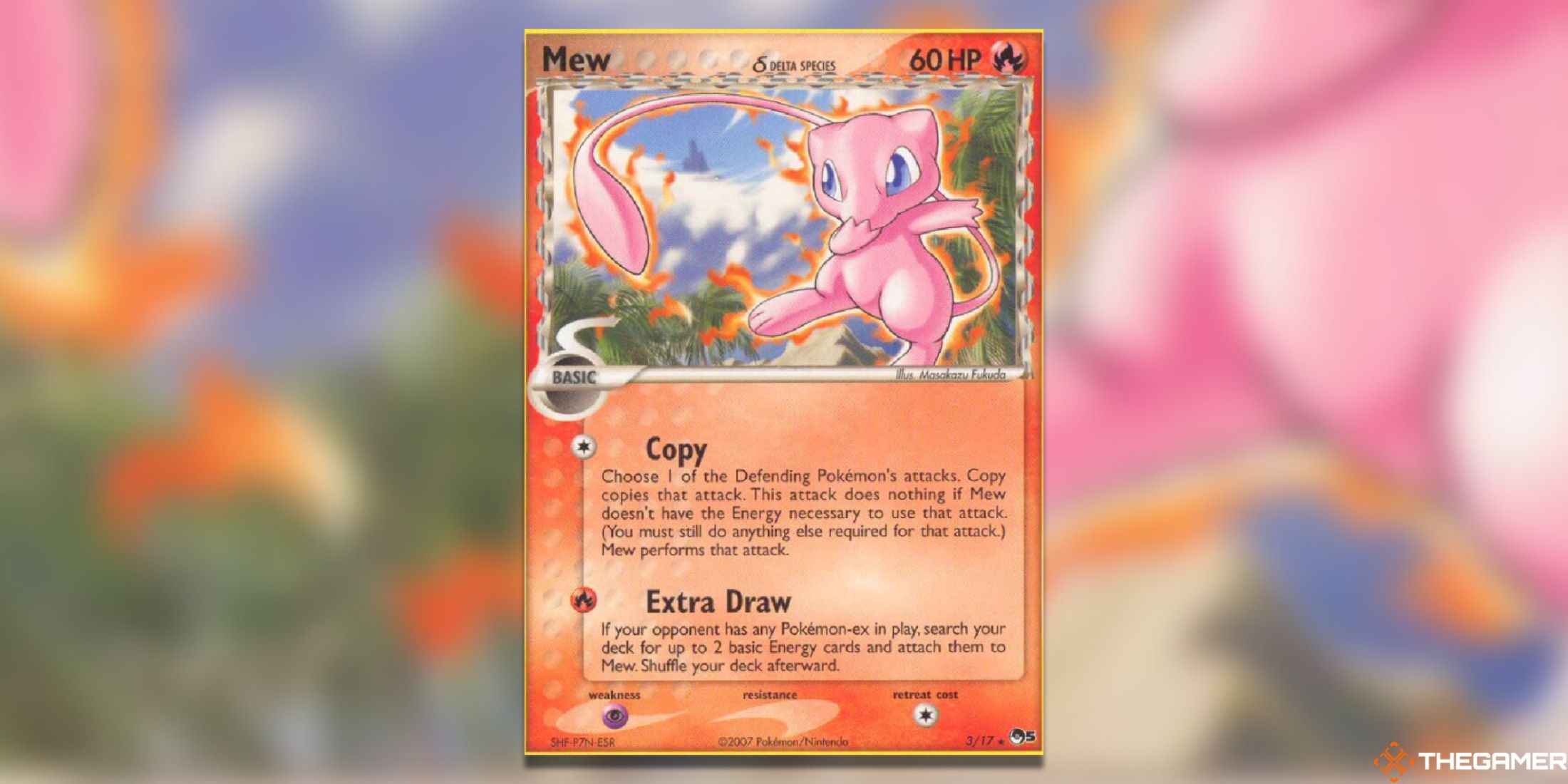 The Delta Mew species from the Pop 5 series in the Pokemon TCG.