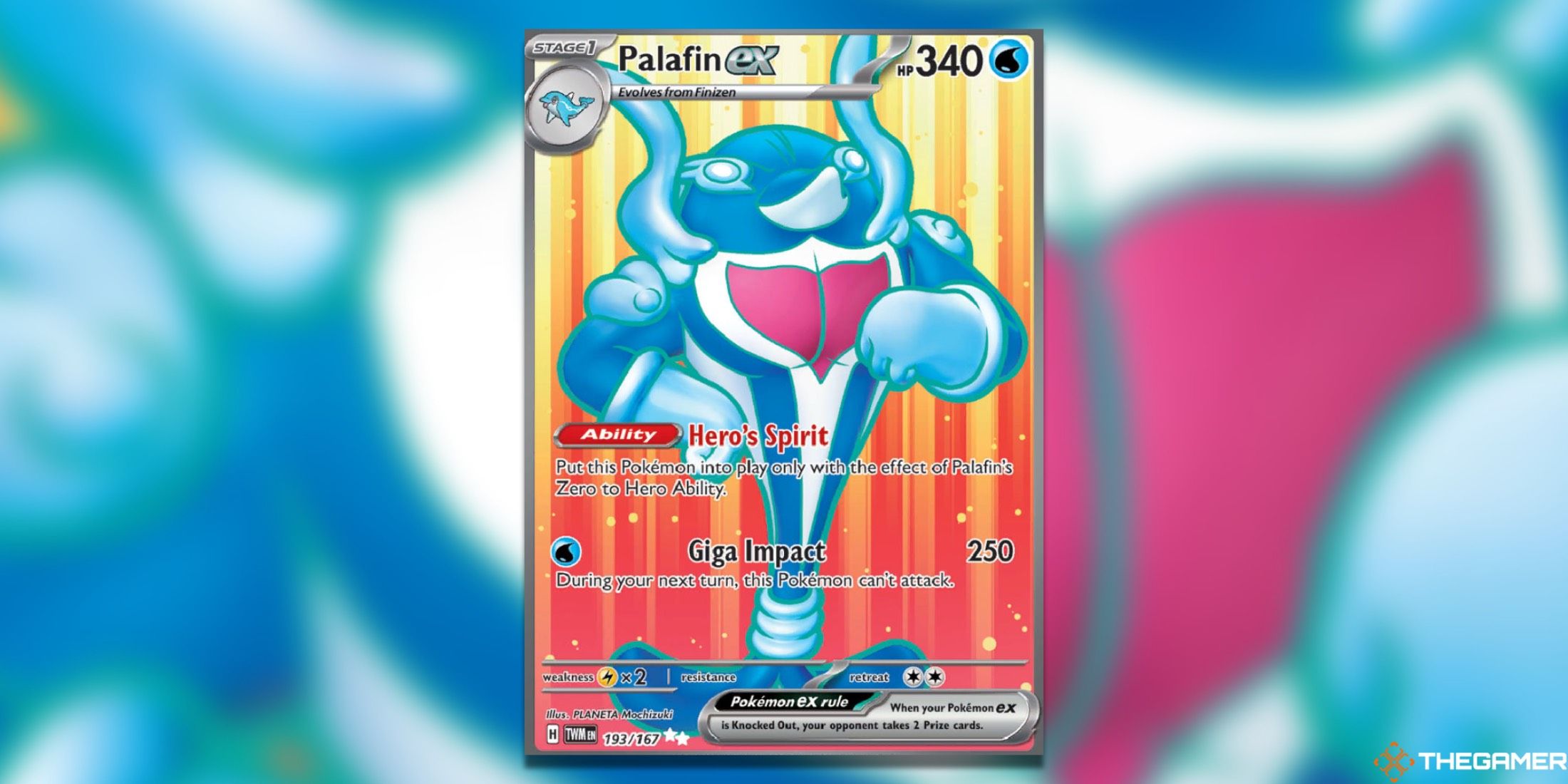 The Palafin from Twilight Masquerade in the Pokemon TCG.