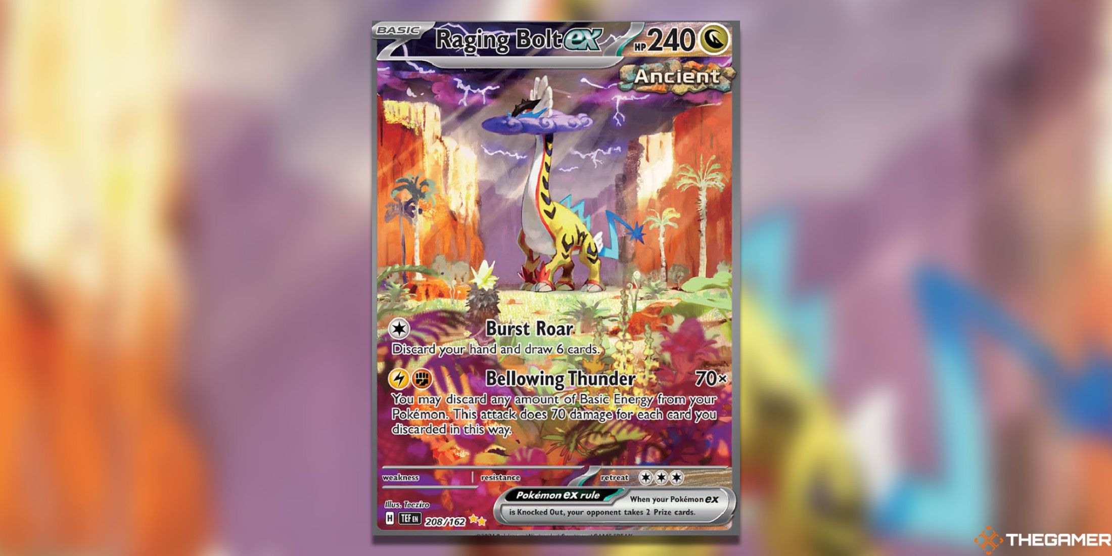 The special illustration “Raging Bolt Temporal Forces” is rare in the Pokémon Trading Card Game.