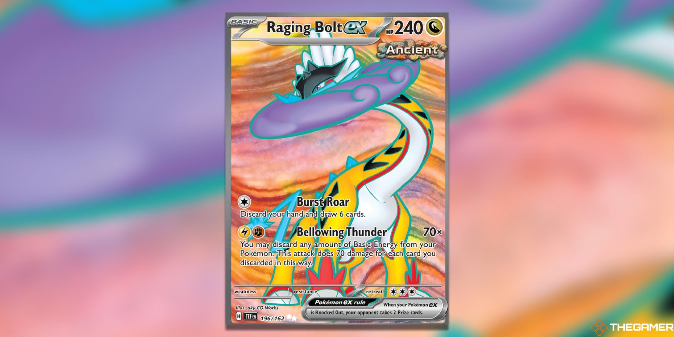 The Raging Bolt Temporal Forces Ultra Rare from the Pokémon Trading Card Game.