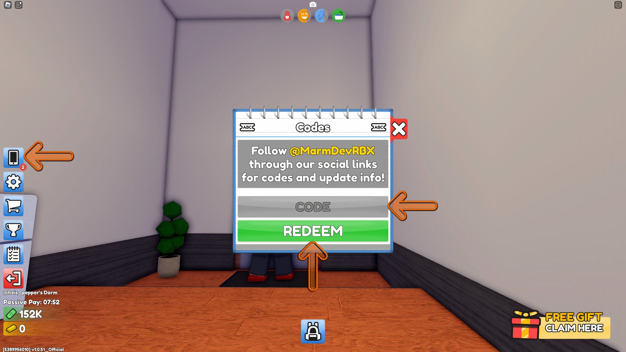 the codes box in My Anime Life on Roblox