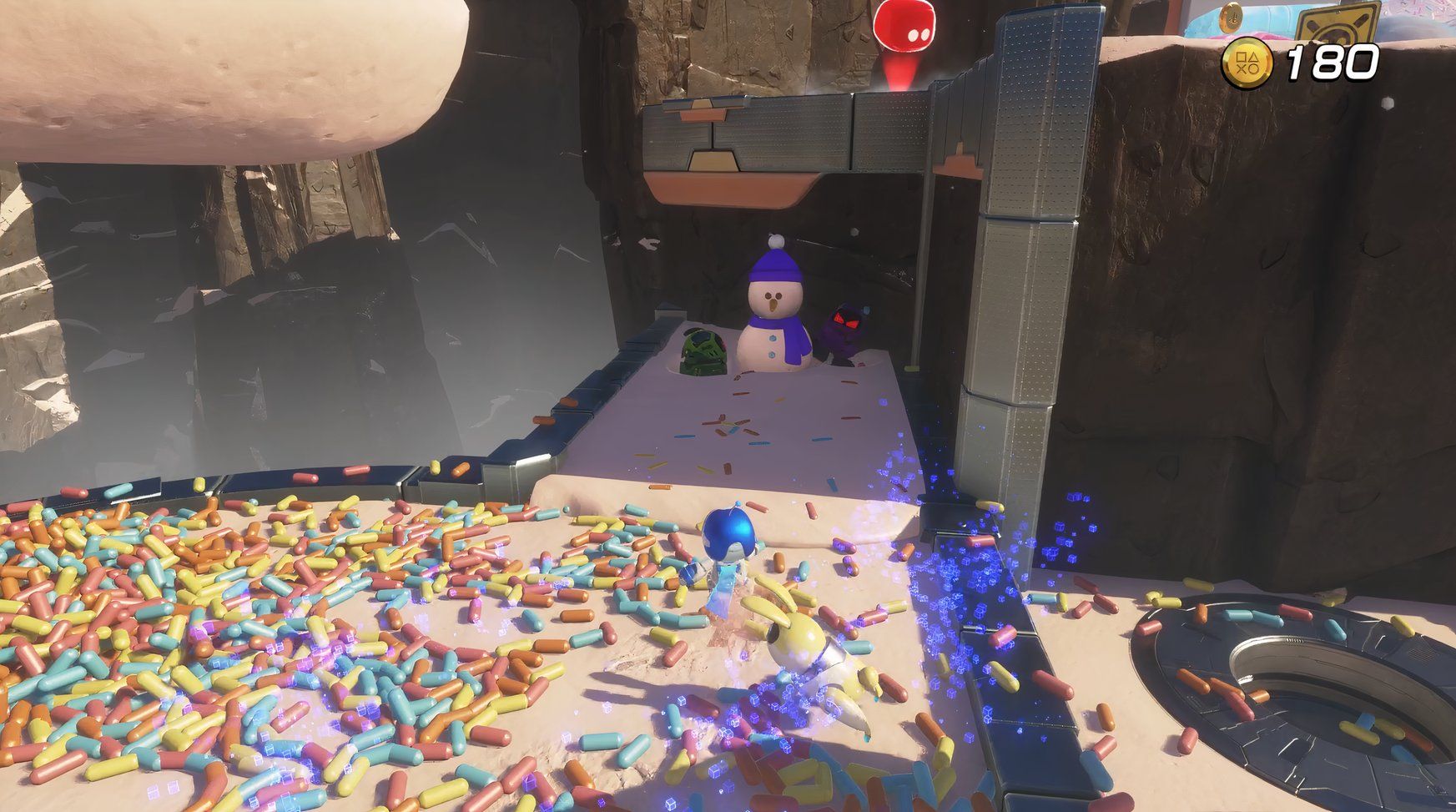 Astro Bot Creamy Canyon snowman over jigsaw