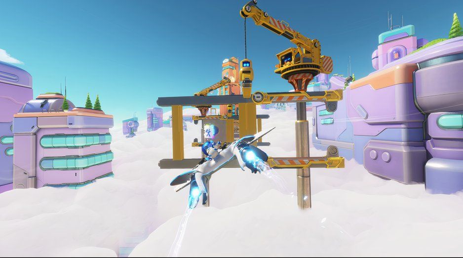 Astro Bot Constructiion Derby jigsaw in crane as level starts