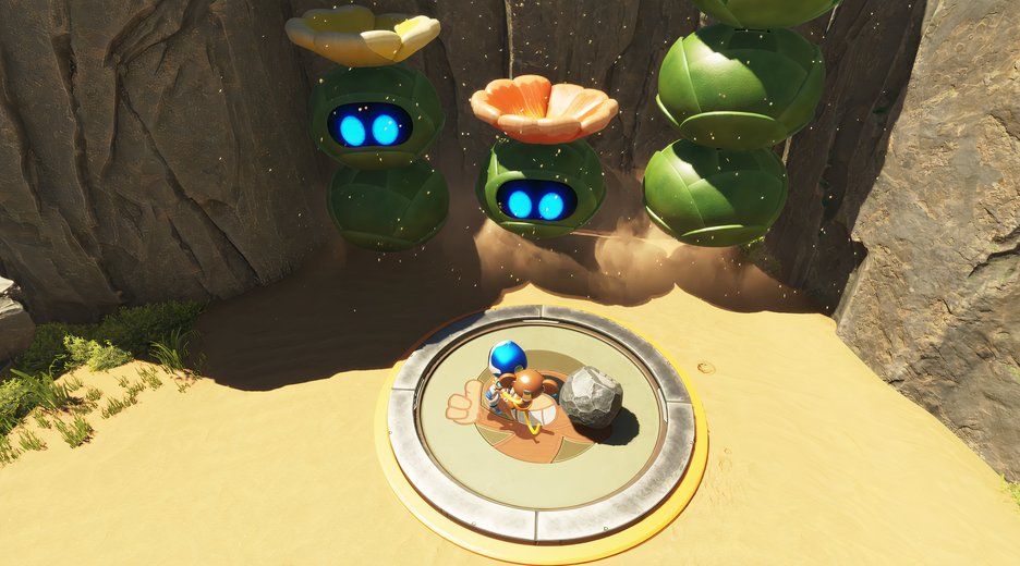 Astro Bot Go Go Archipelago monkey switch next to magic flowers