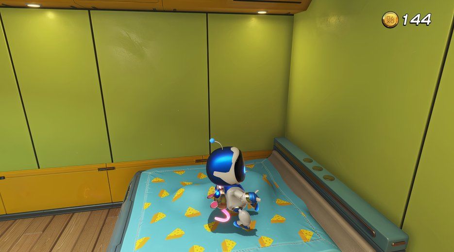 Astro Bot Downsize Surprise Astro on bed