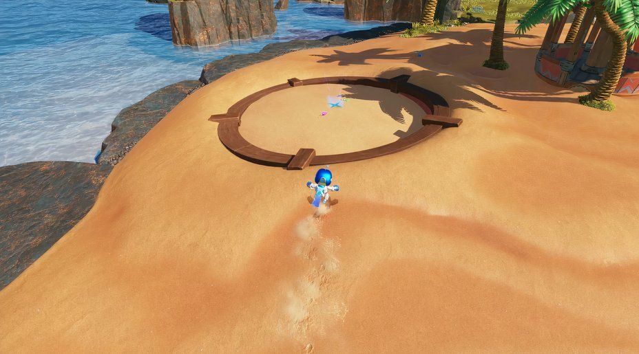 Astro Bot Free Big Brother sand to burrow on the beach