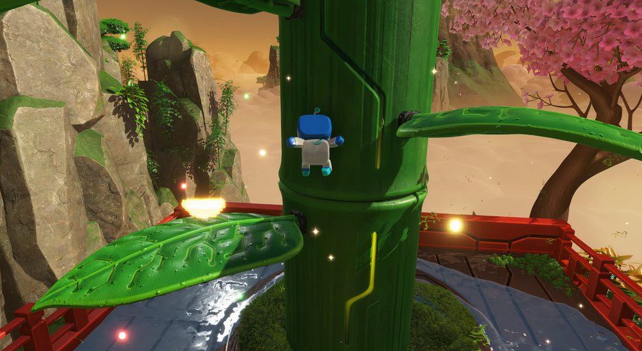 Astro Bot Bathhouse Battle climbing bamboo pole