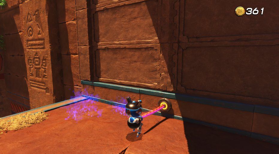 Astro Bot Hieroglitch Pyramid pulling wire to reveal secret passage